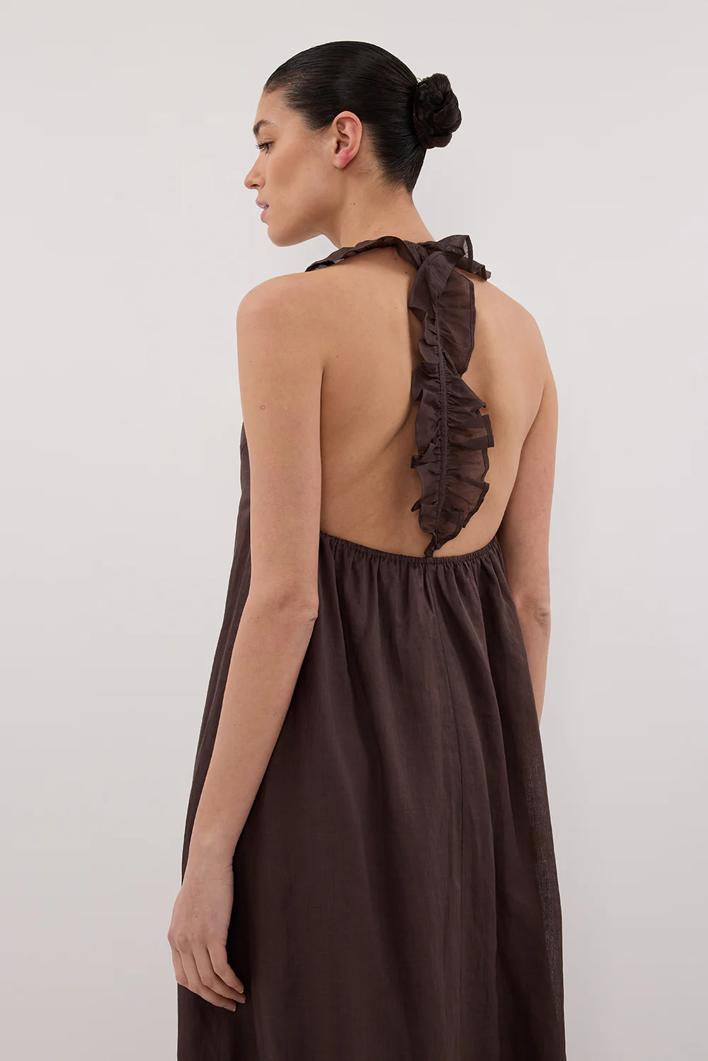 HAZEL DARK CHOC RAMIE SLEEVELESS MIDI DRESS - Image 2