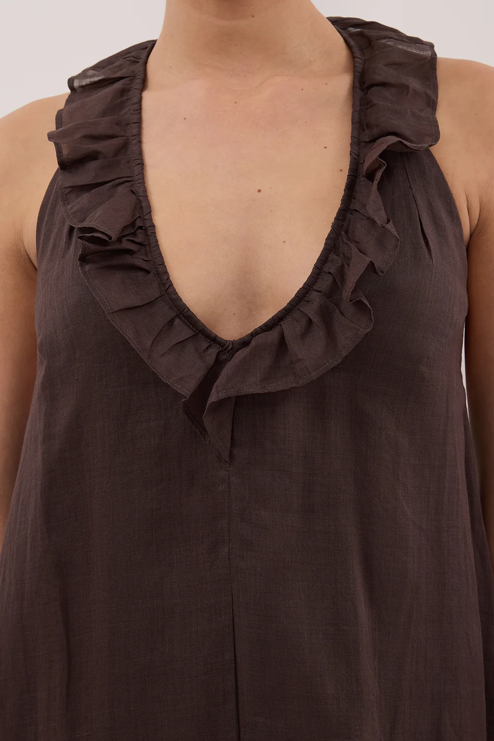 HAZEL DARK CHOC RAMIE SLEEVELESS MIDI DRESS - Image 5
