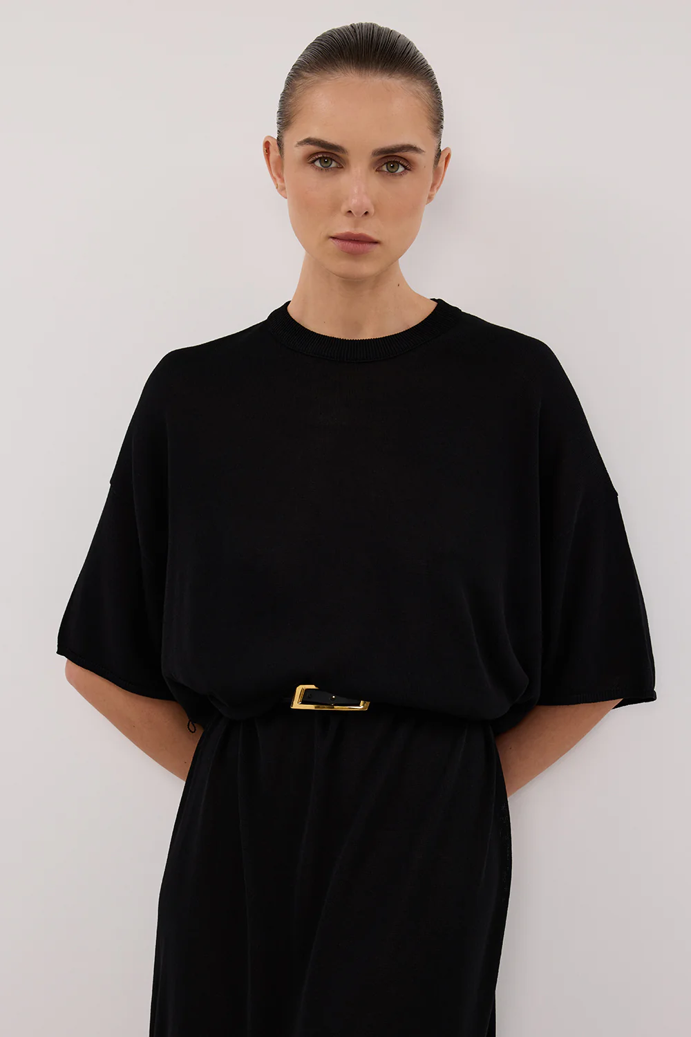 JACKI BLACK OVERSIZED SLEEVED KNIT MAXI DRESS - Image 2