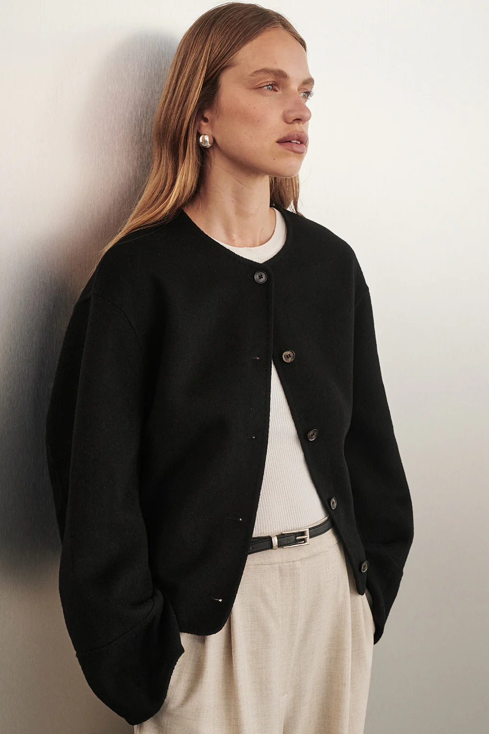 JACLYN BLACK CROPPED COAT