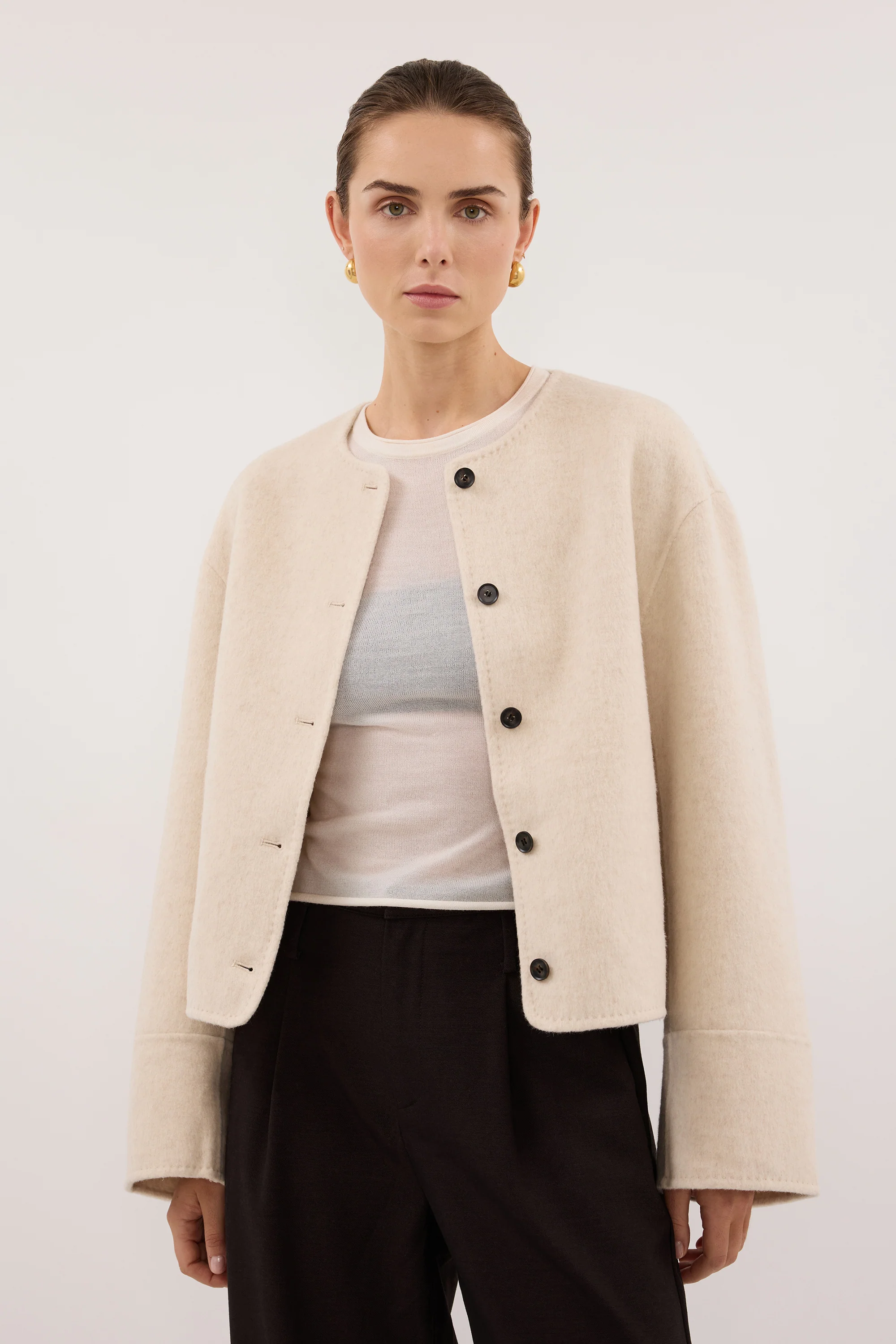 JACLYN IVORY MARLE CROPPED COAT - Image 2