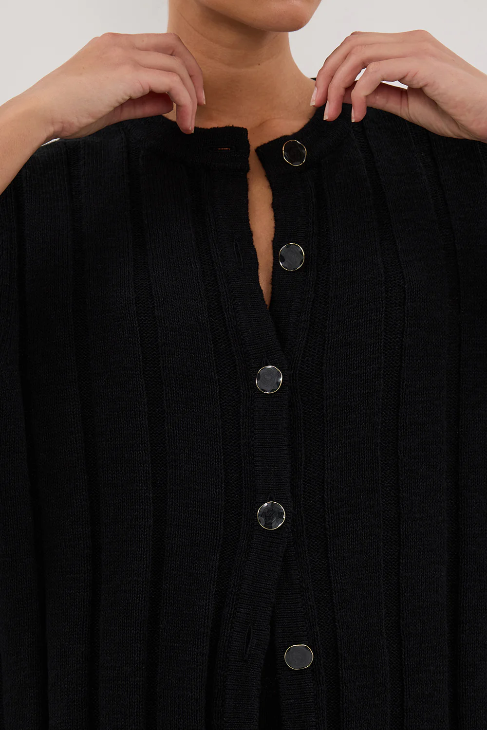 JAZZ BLACK BUTTON KNIT SHIRT - Image 5