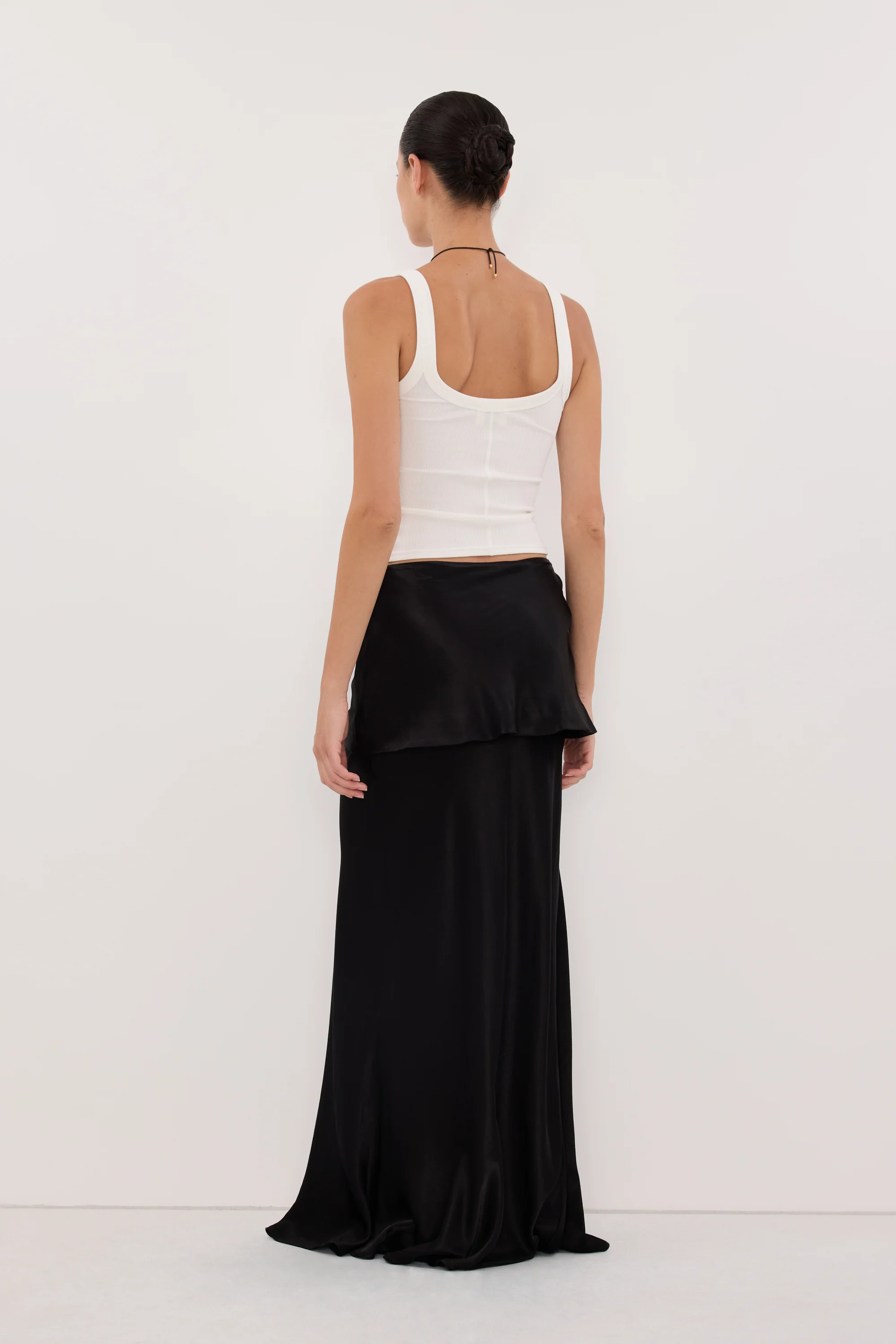 JELENA BLACK SATIN OVERLAY MAXI SKIRT - Image 4