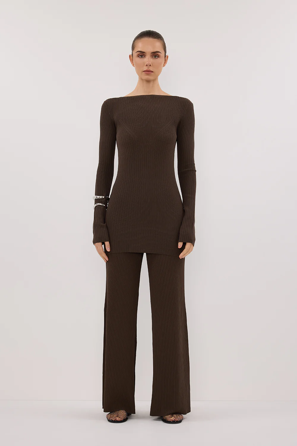 JOY DARK OLIVE LONGLINE KNIT TOP