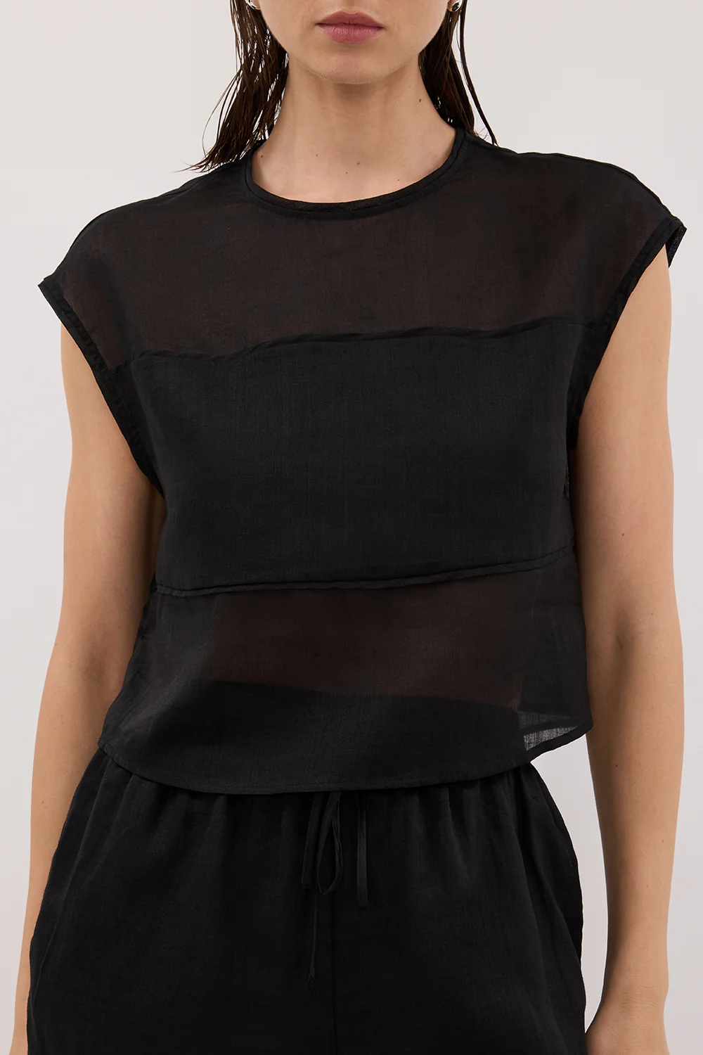 KAI BLACK RAMIE PANELLED TOP - Image 5