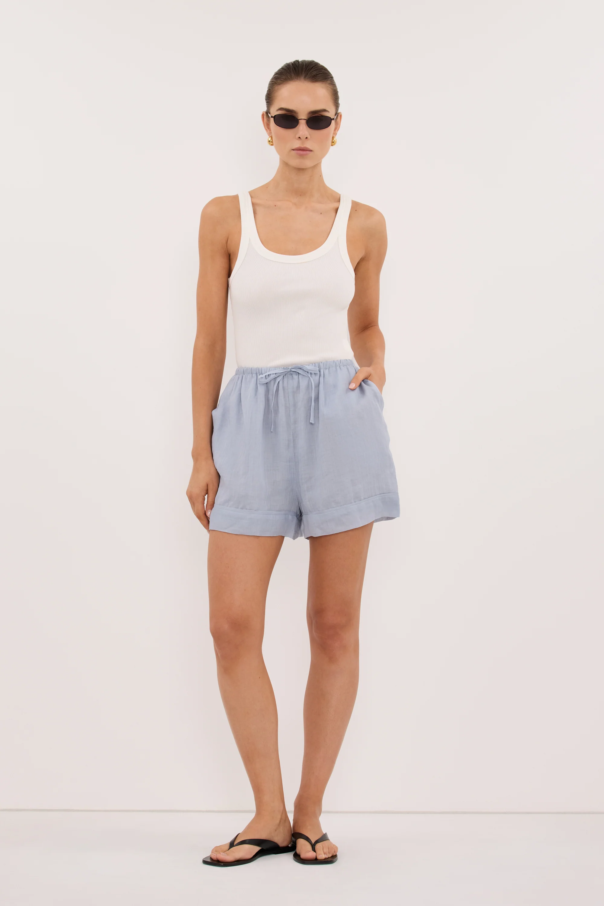 KAI DUSTY BLUE RAMIE SHORT - Image 6