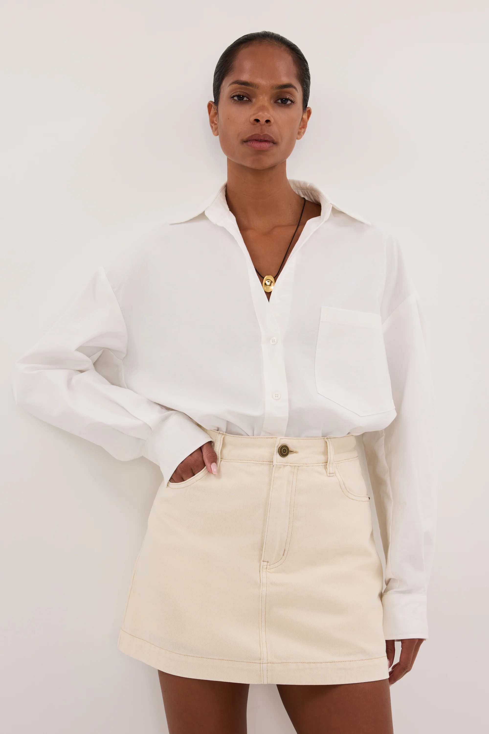 KERA NATURAL DENIM A LINE SKORT - Image 2