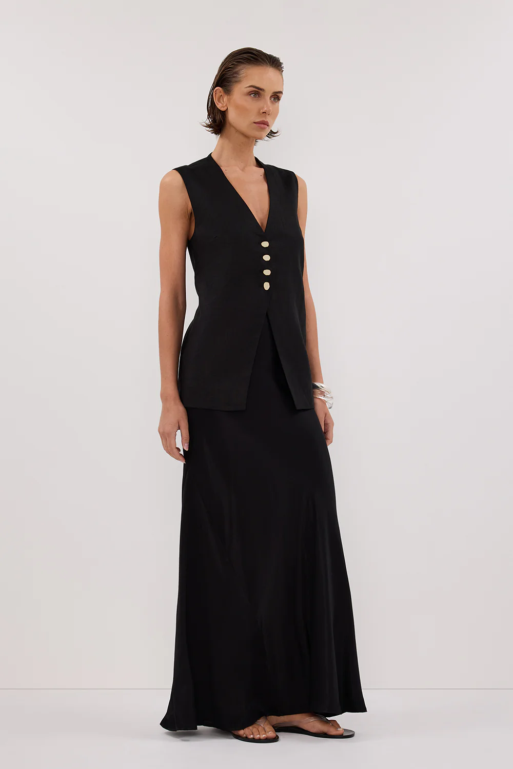 KNOX BLACK LINEN VEST - Image 3