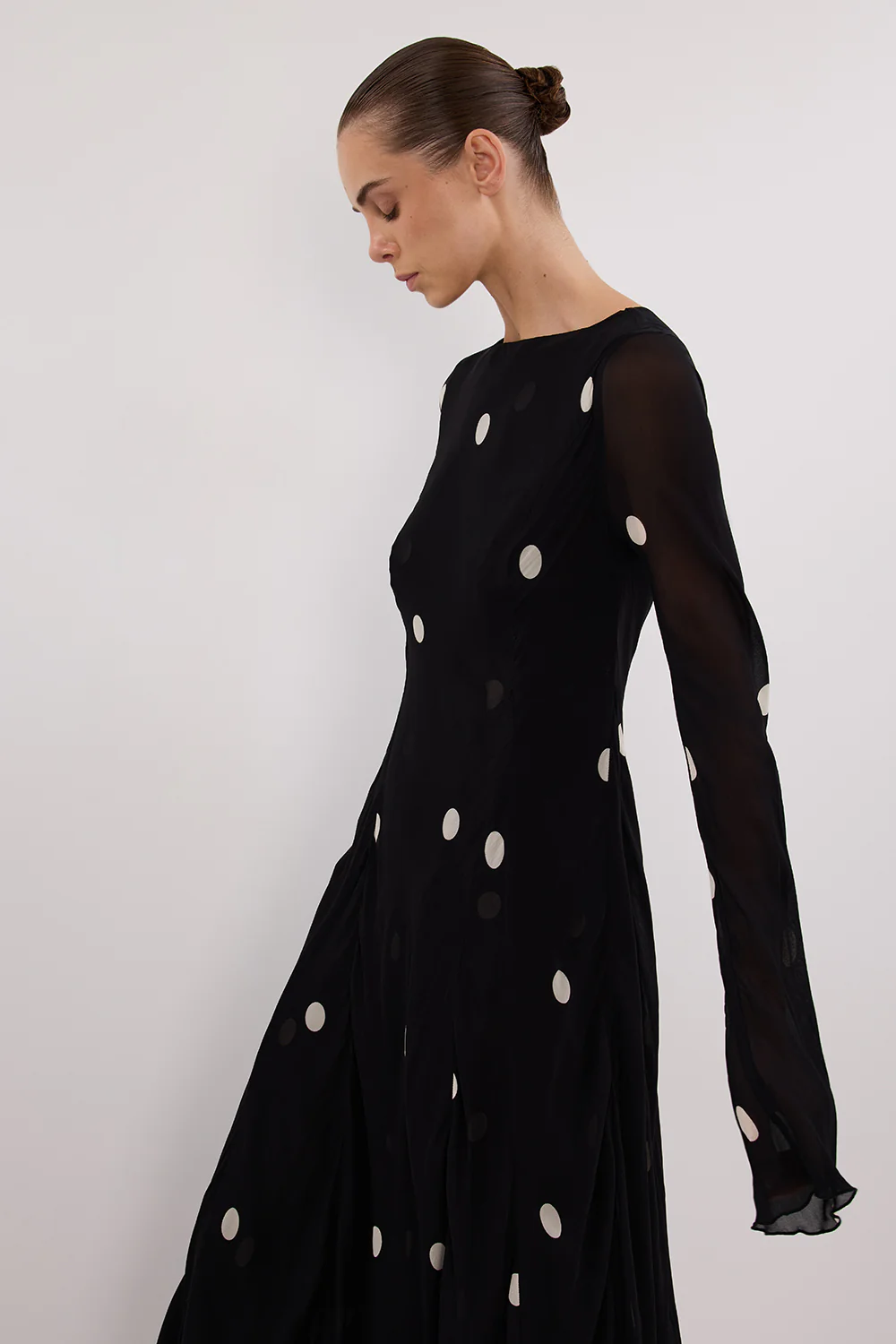 LAURA BLACK SPOT MIDI DRESS - Image 2