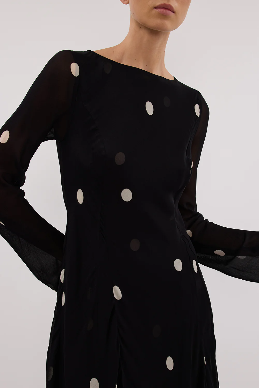 LAURA BLACK SPOT MIDI DRESS - Image 5