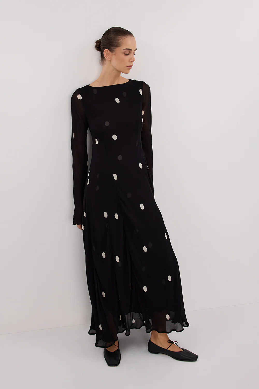 LAURA BLACK SPOT MIDI DRESS - Image 6