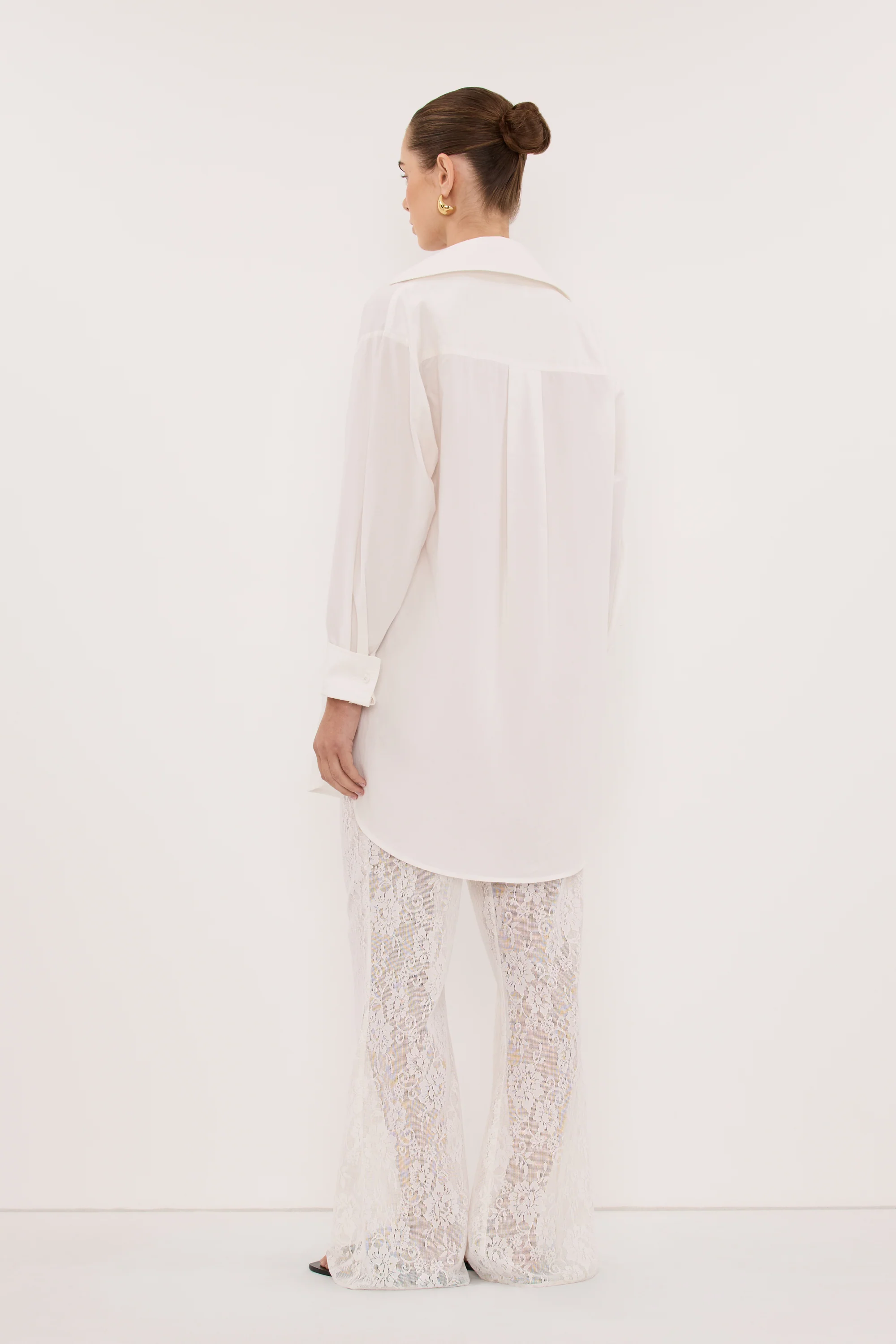 LULU LONGLINE WHITE COTTON SHIRT - Image 4