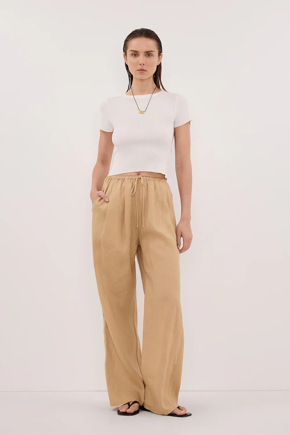 LUNE TAN LINEN PANT