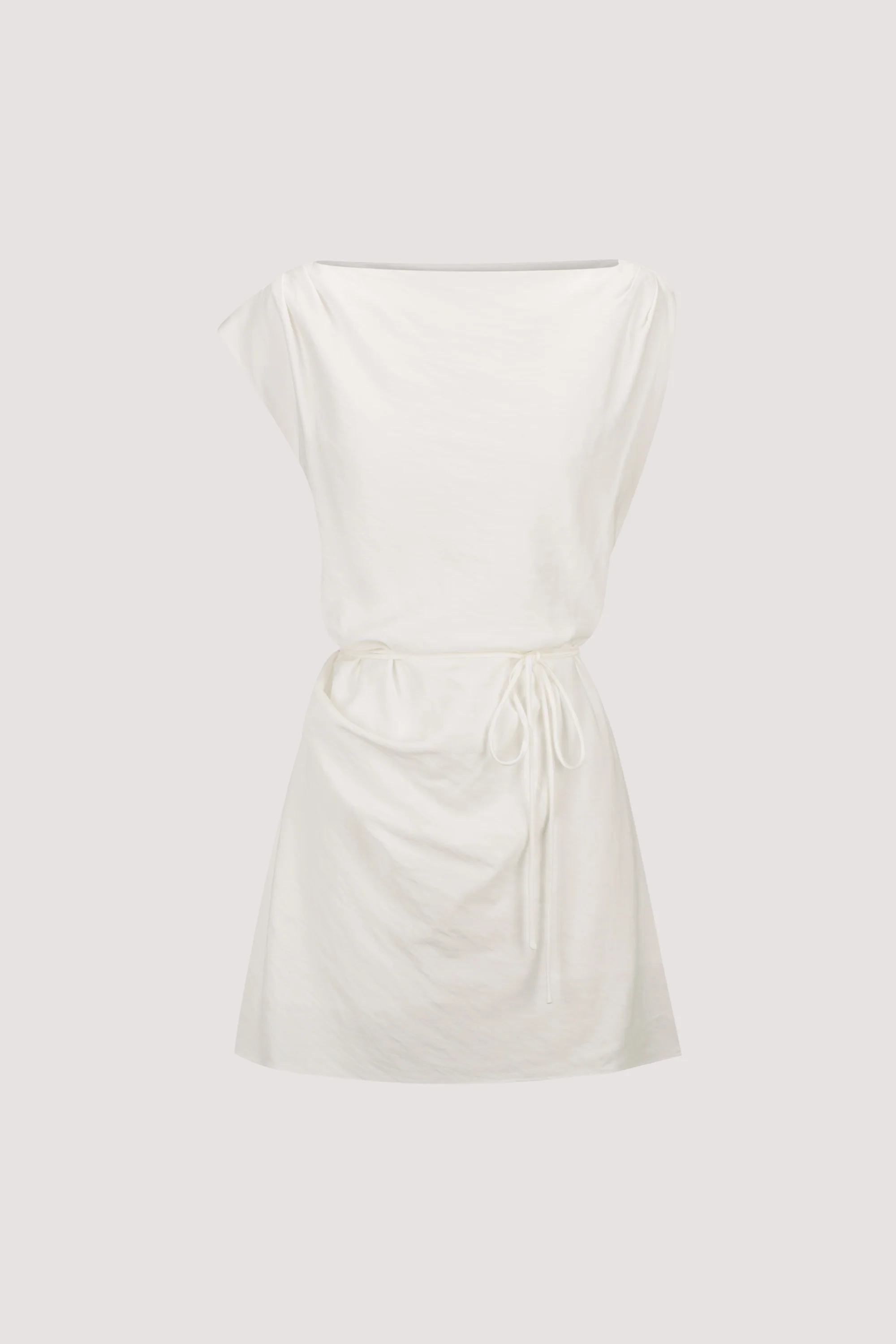 MARMO WHITE DRAPED MINI DRESS - Image 8