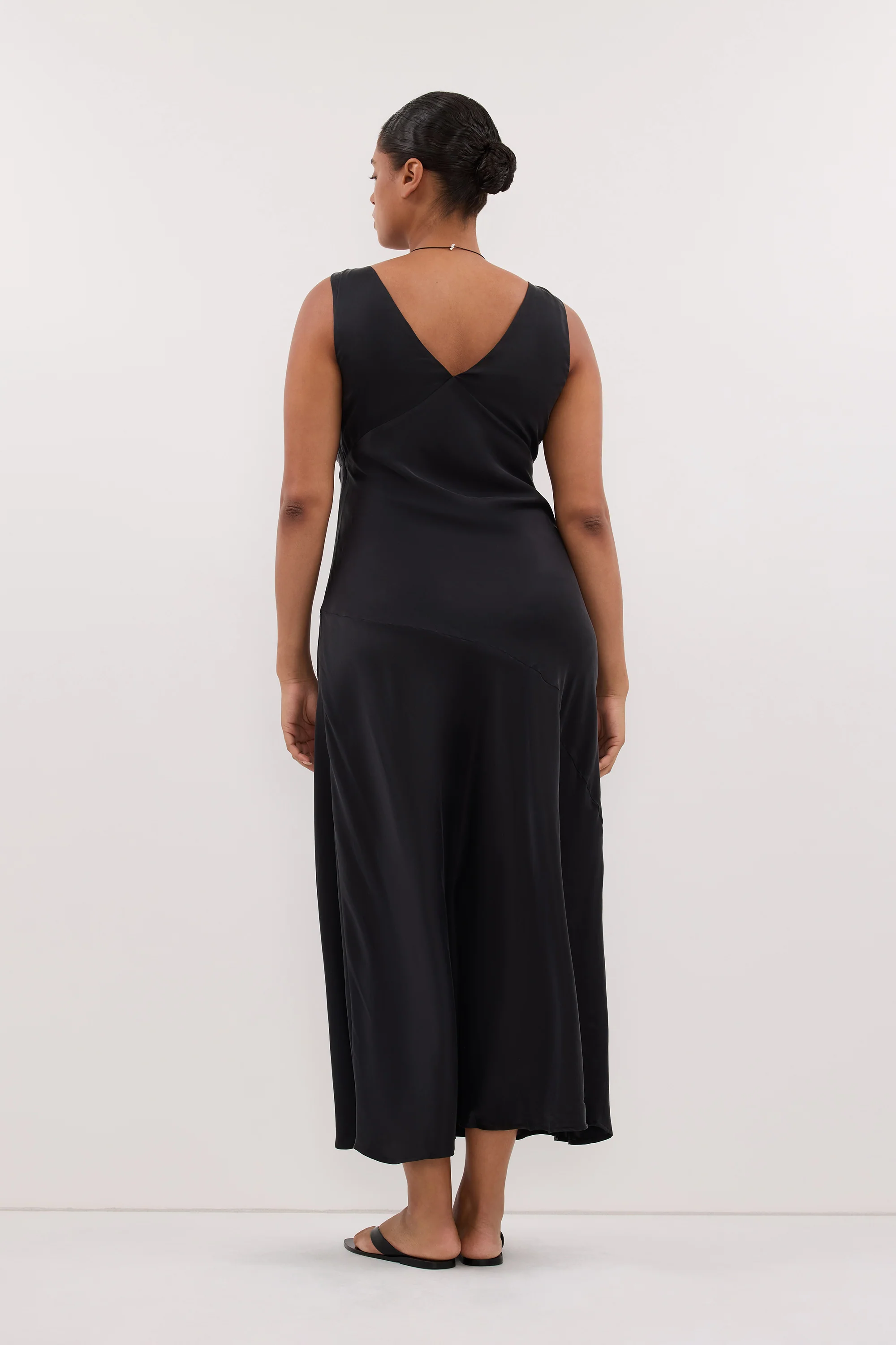 MILA BLACK SILK MIDI DRESS - Image 7