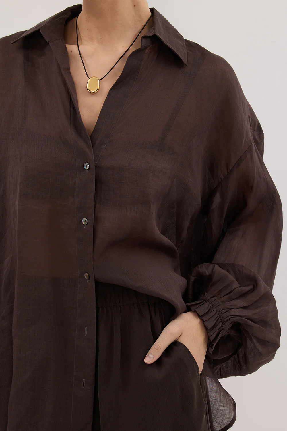 MILLER DARK CHOC RAMIE LONG SLEEVE SHIRT - Image 5