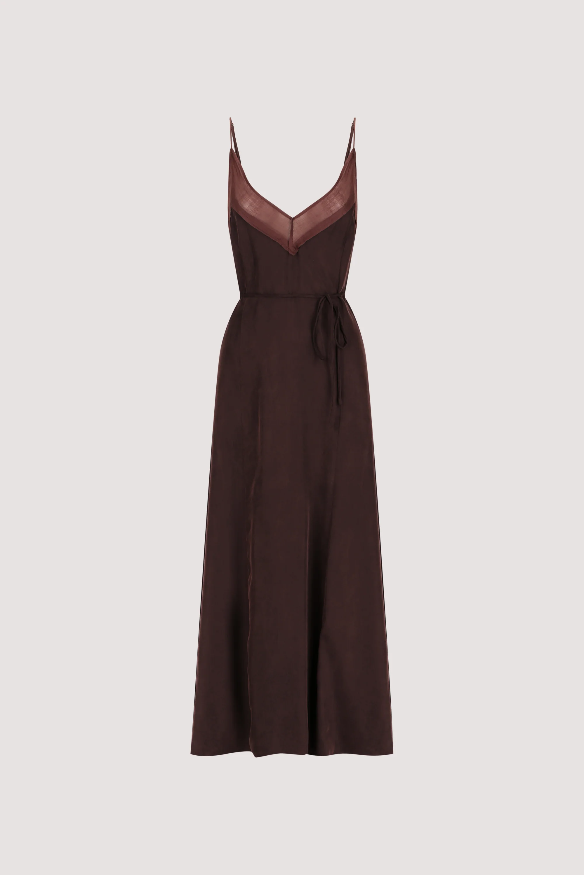 MILLIE WALNUT CUPRO SLEEVELESS MIDI DRESS - Image 7