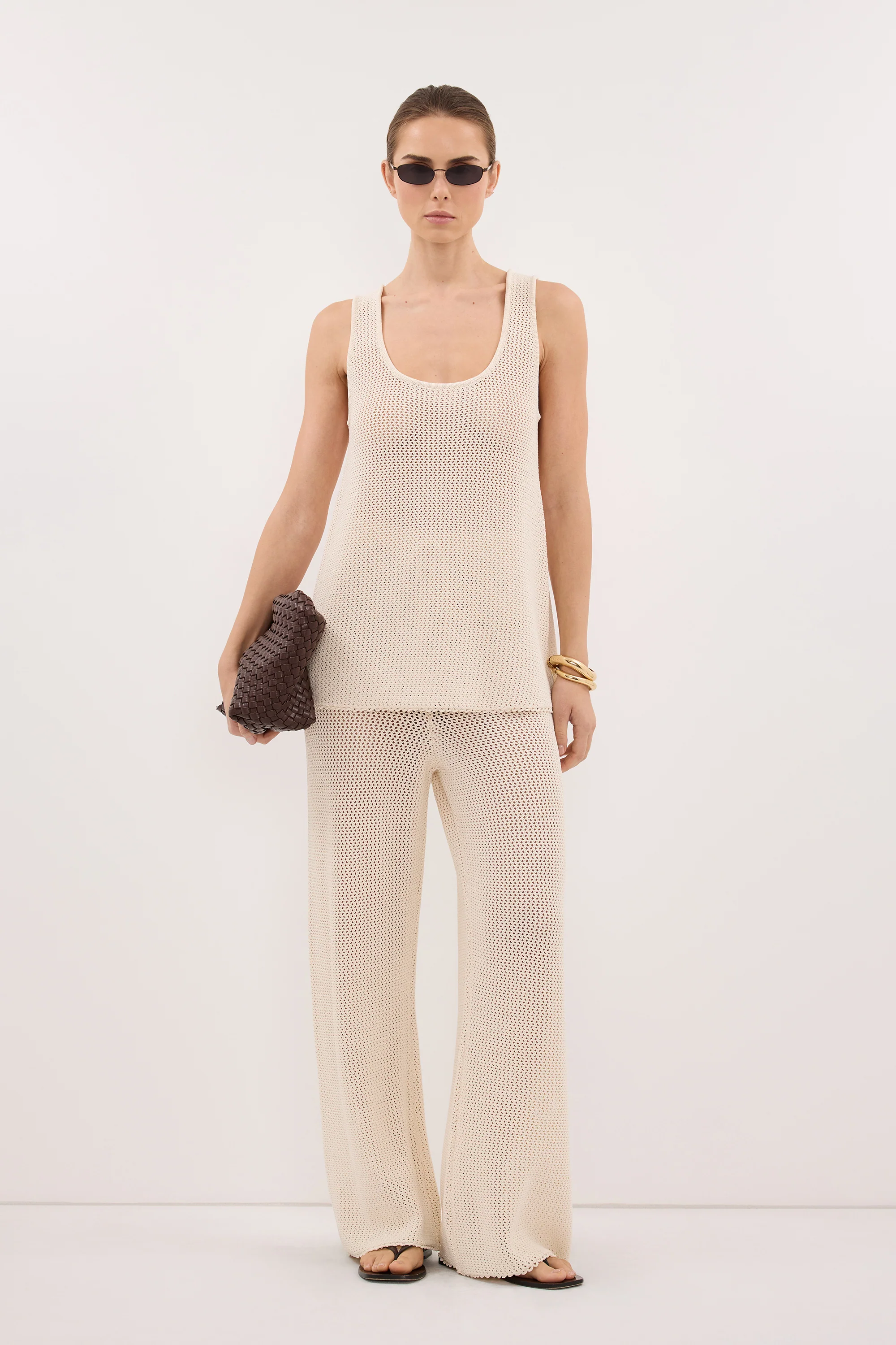 NALIA NATURAL OPEN KNIT SCOOP TANK