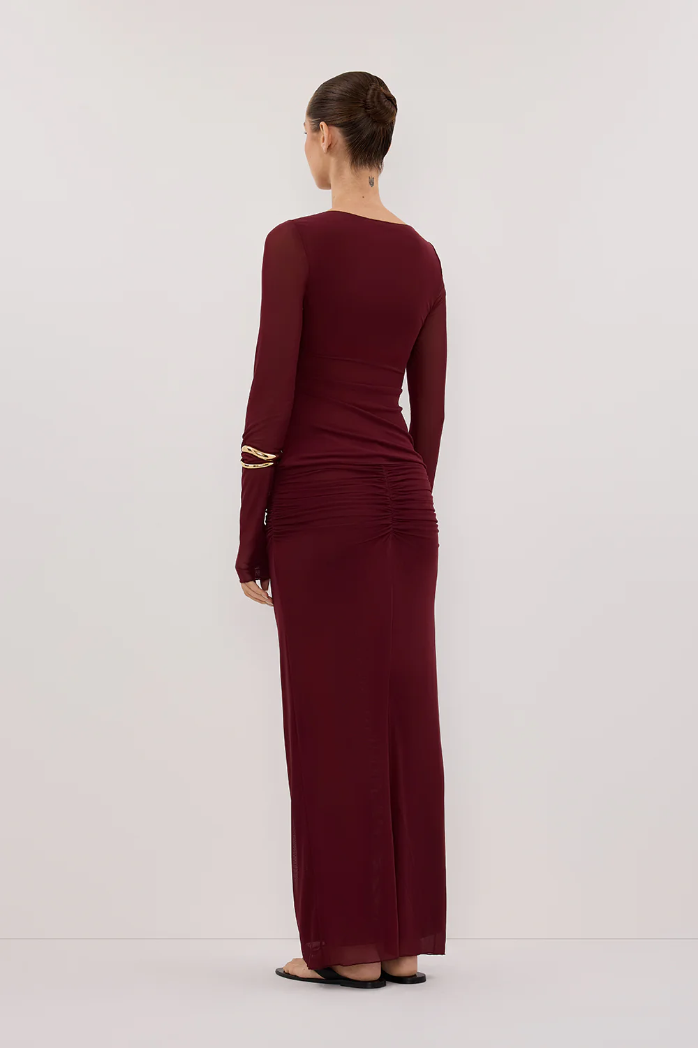 NYRA WINE LONG SLEEVE MESH TOP - Image 4