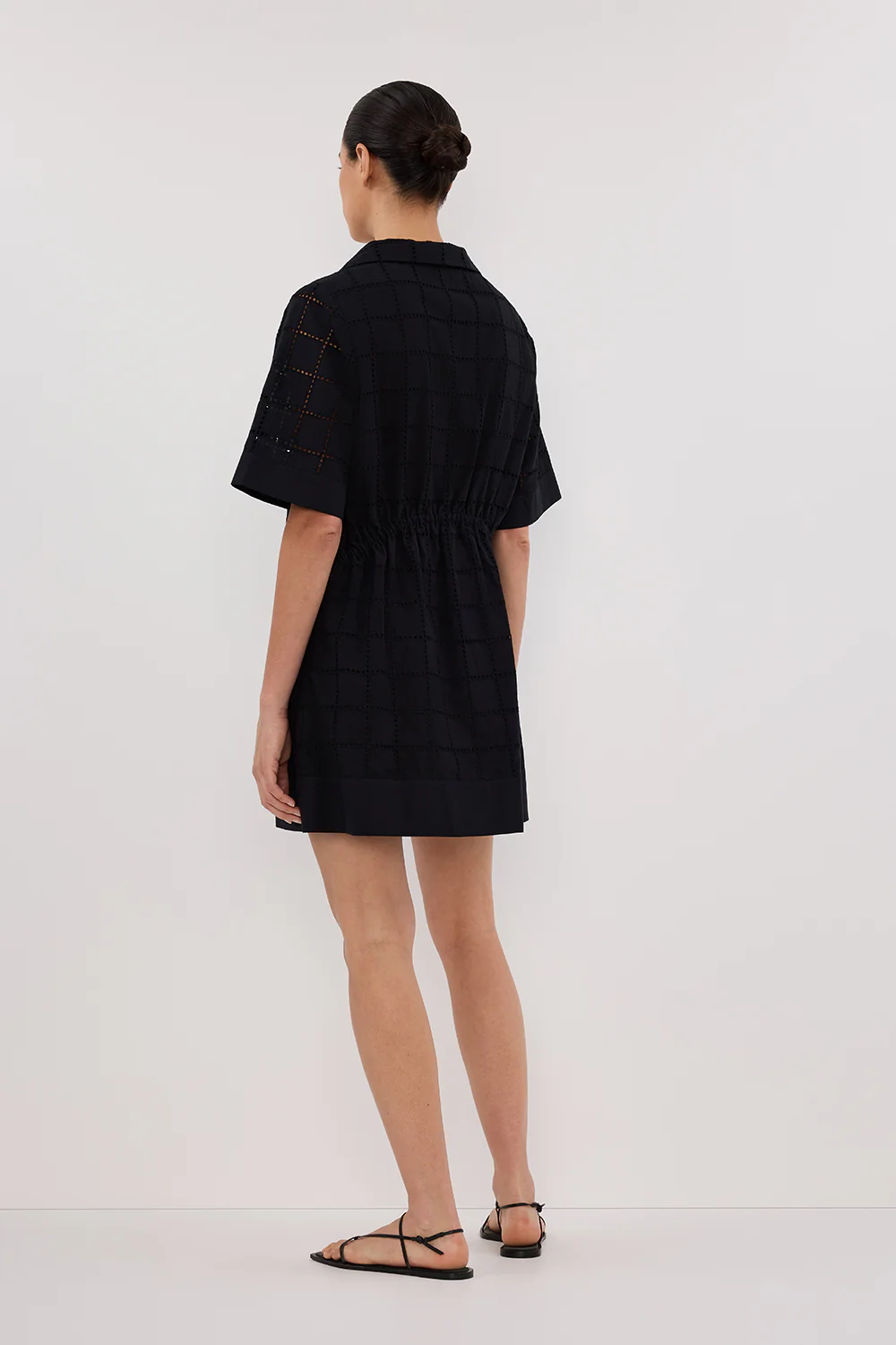 OWEN BLACK SLEEVED BRODERIE MINI DRESS - Image 4