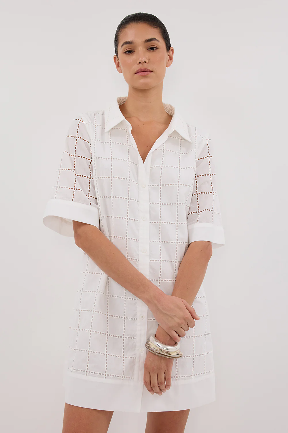 OWEN WHITE SLEEVED BRODERIE MINI DRESS - Image 5