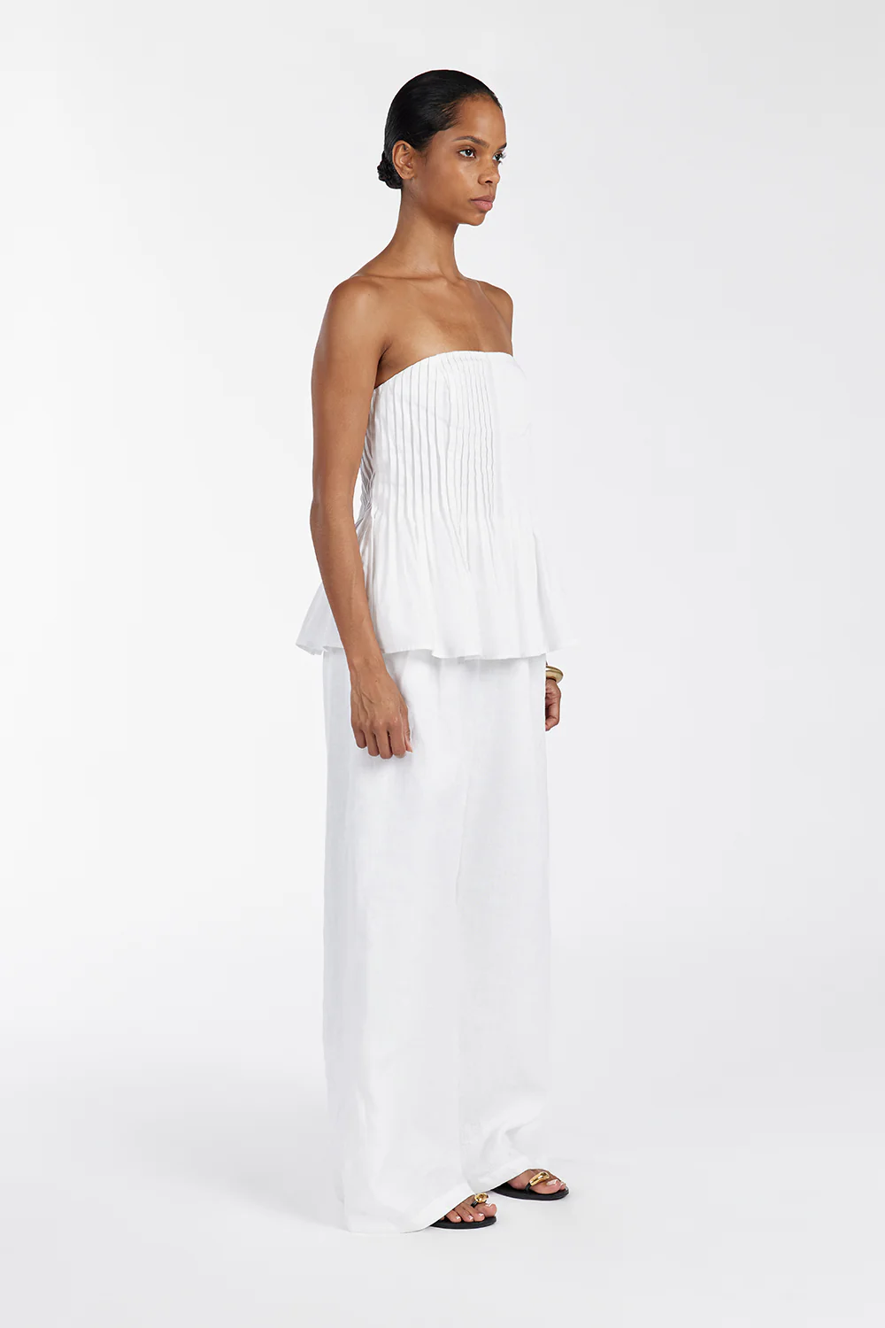 PAIGE WHITE LINEN BLEND STRAPLESS TOP - Image 3