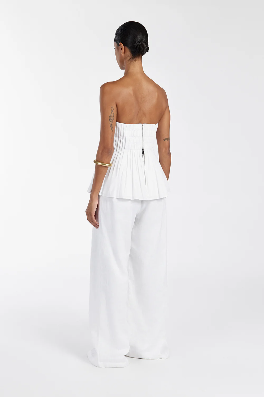 PAIGE WHITE LINEN BLEND STRAPLESS TOP - Image 4