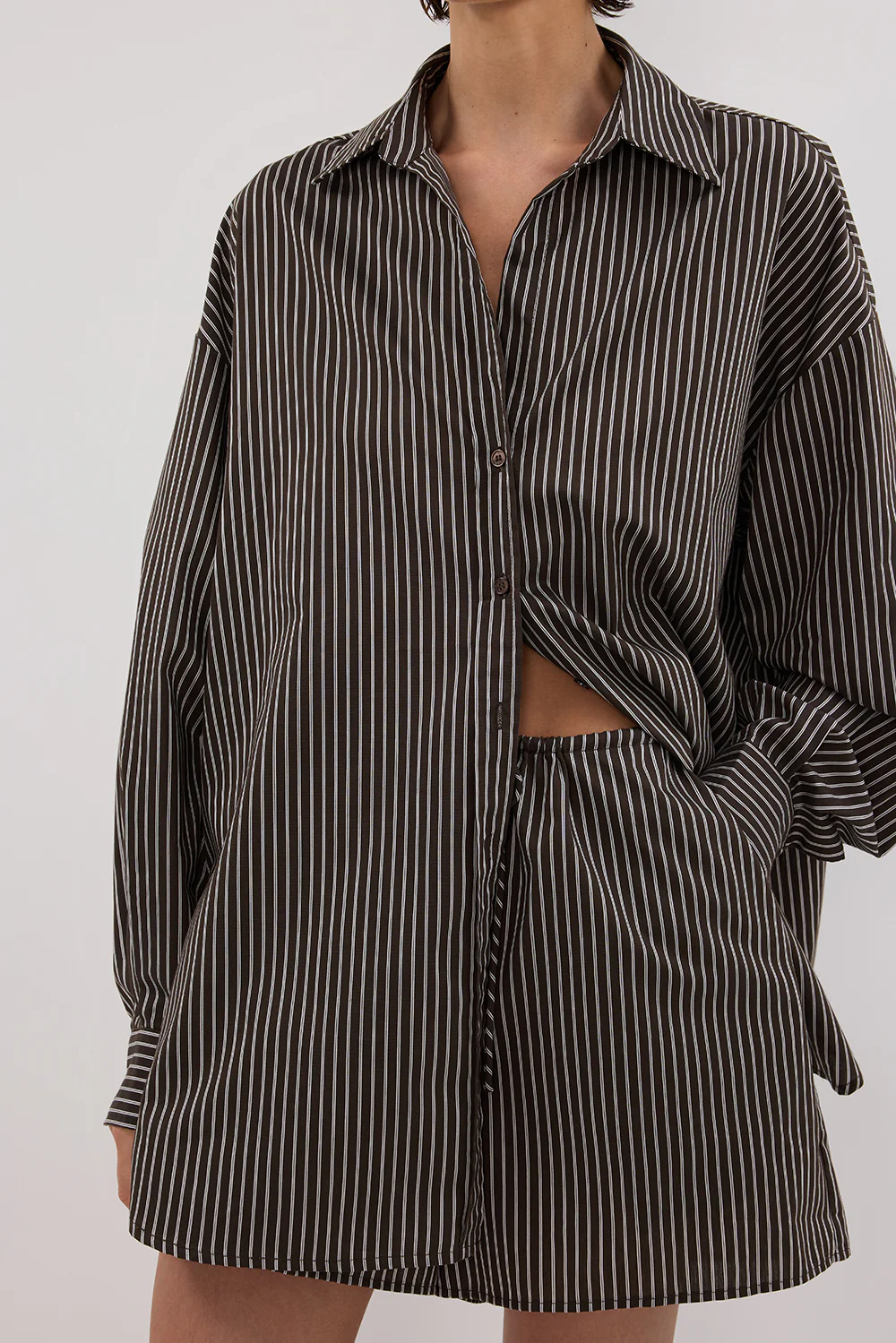 PALMA BITTER CHOC OVERSIZED SILK BLEND SHIRT - Image 5