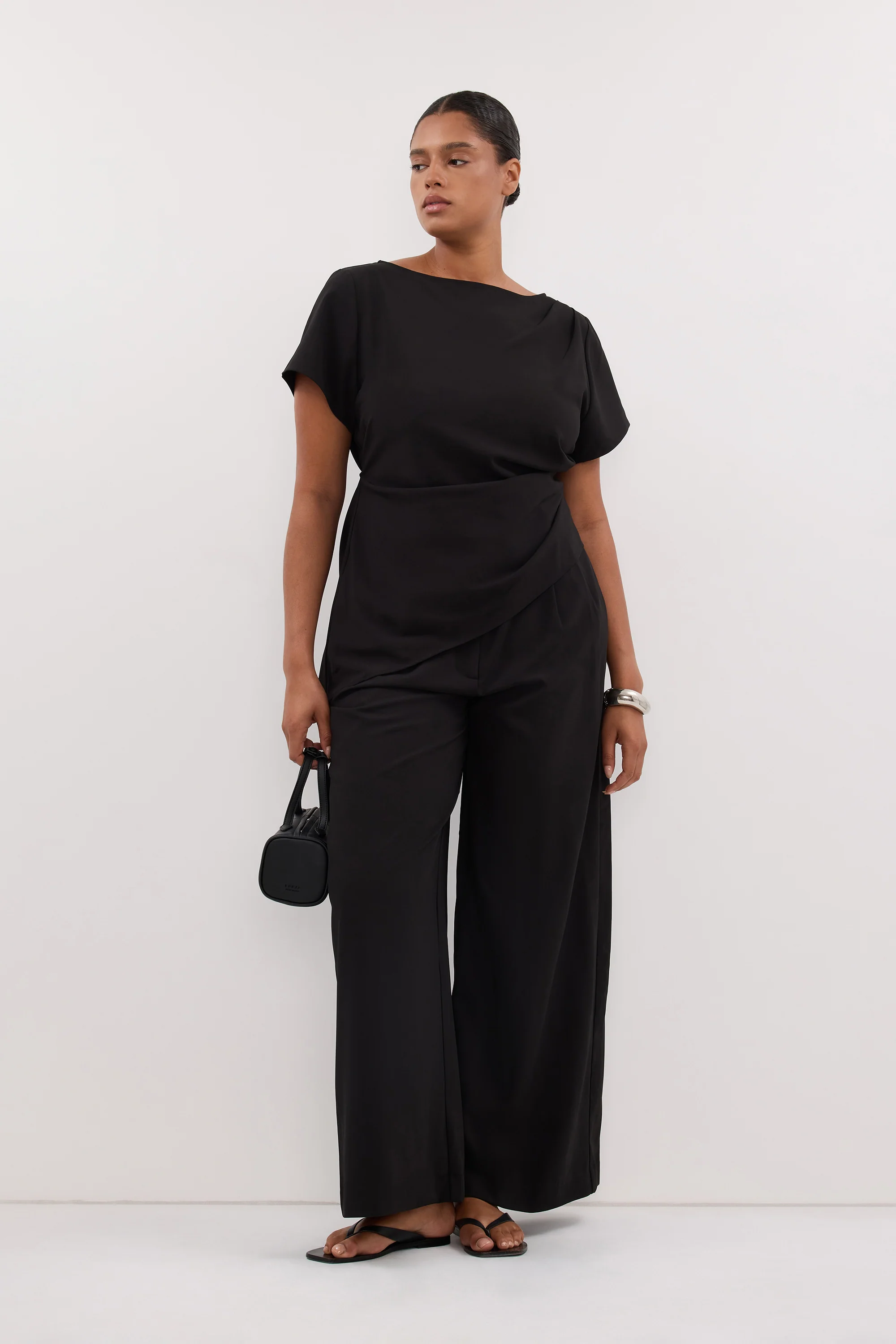 PARKER BLACK TAILORED WIDE LEG PANT - Image 5