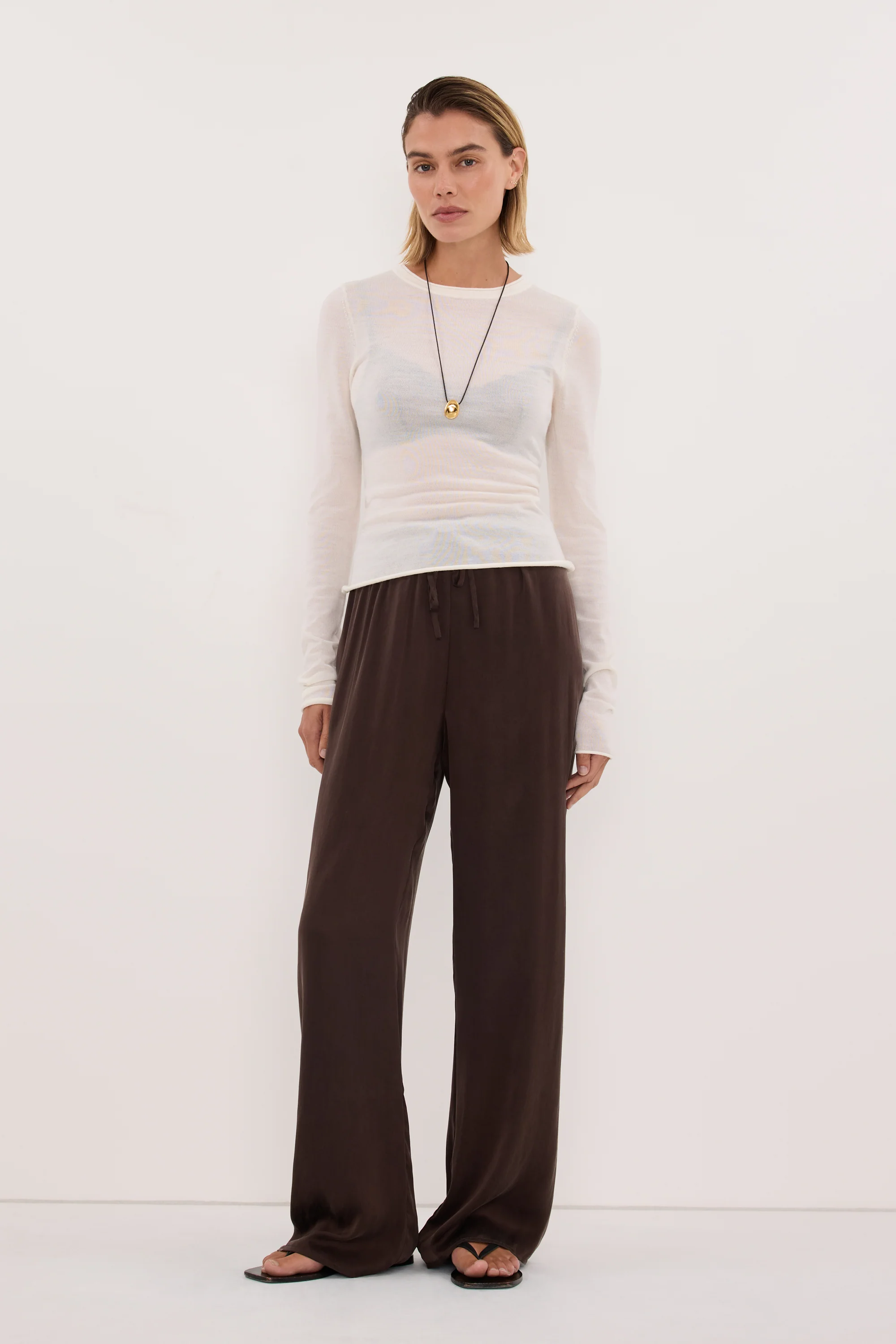 PERCY BITTER CHOC SILK PANT