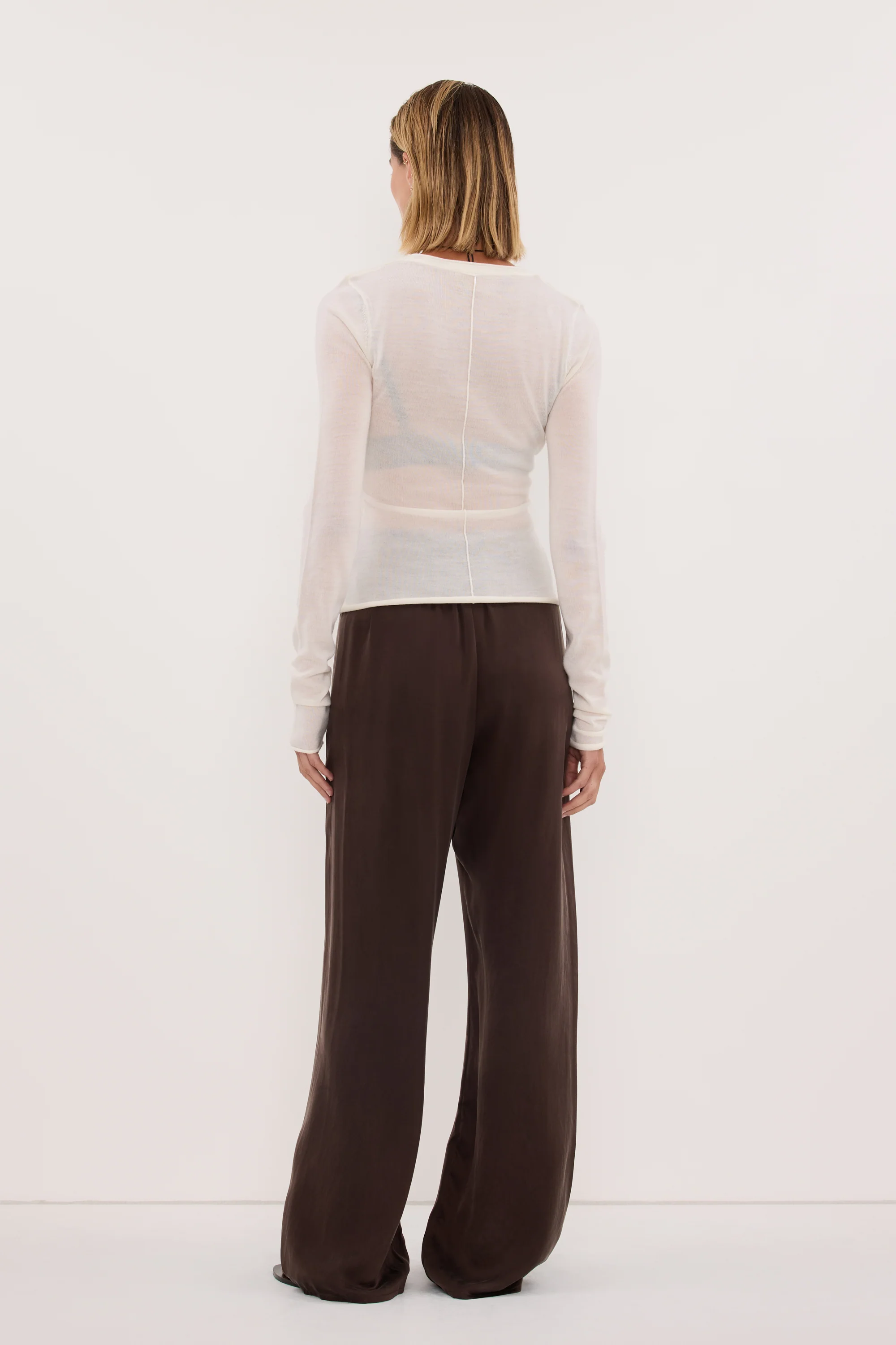 PERCY BITTER CHOC SILK PANT - Image 5