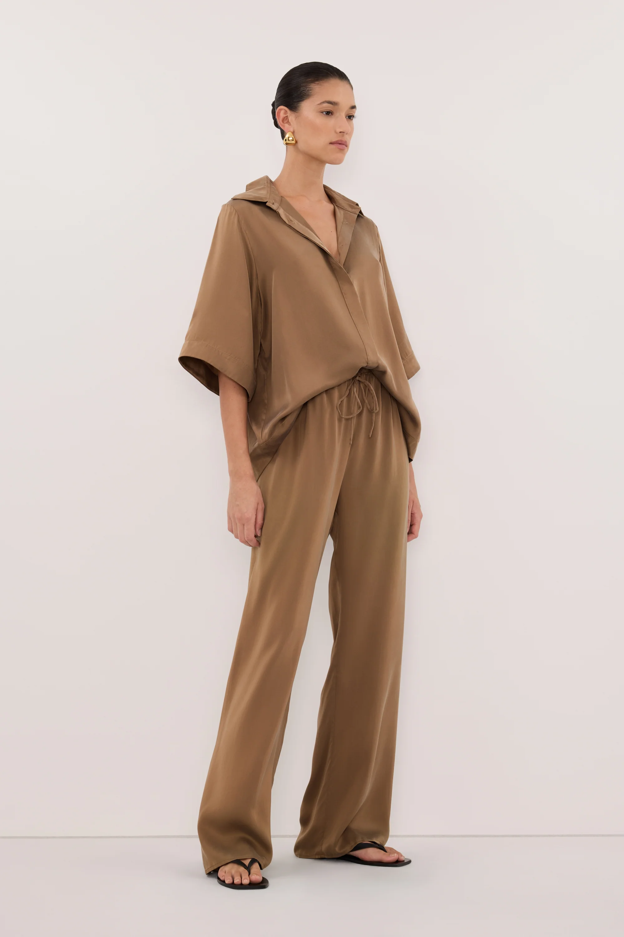PERCY CHESTNUT SILK SHIRT - Image 3