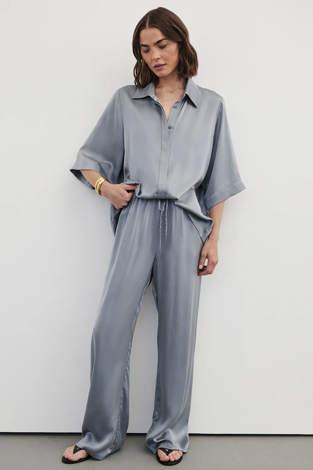 PERCY DUSTY BLUE SILK PANT