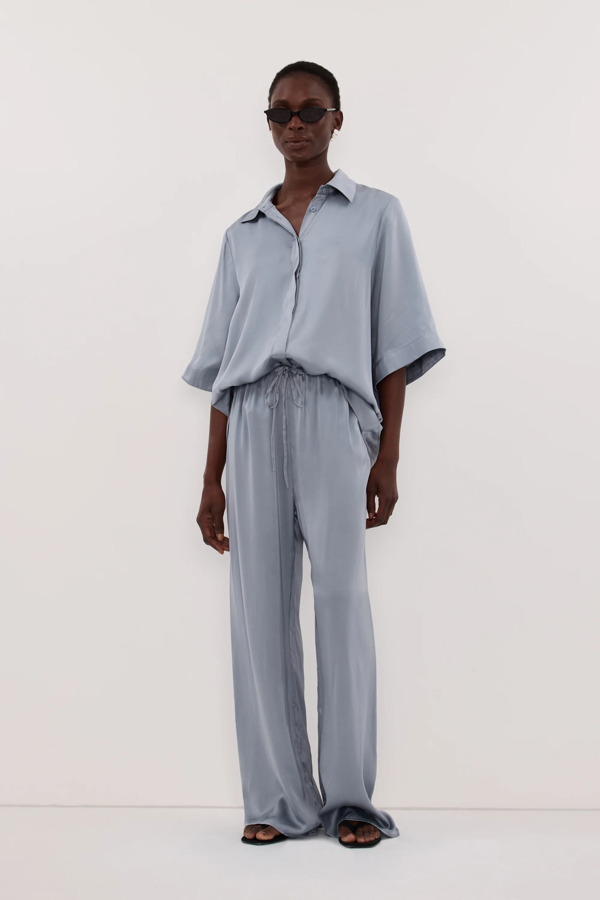 PERCY DUSTY BLUE SILK PANT - Image 2