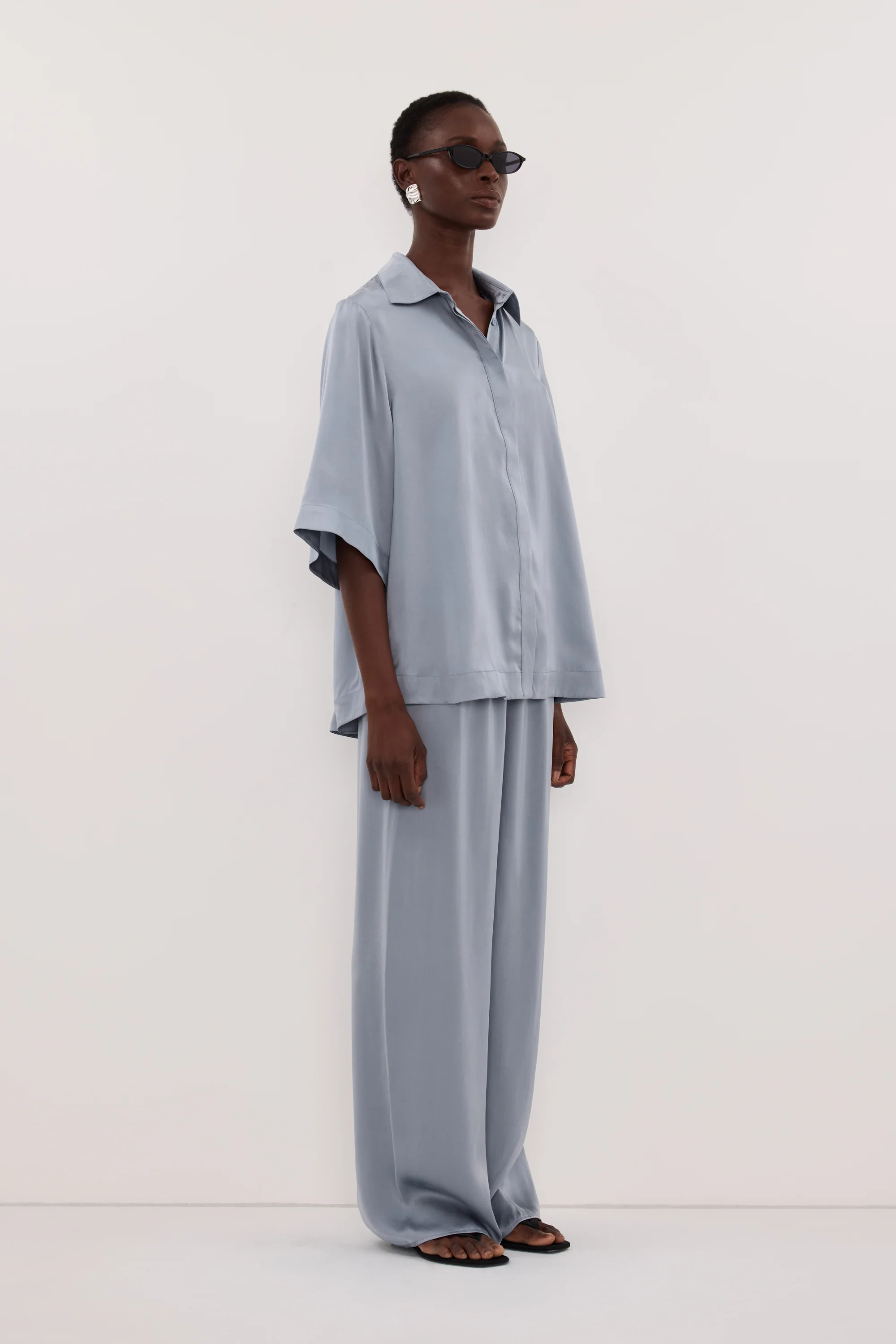 PERCY DUSTY BLUE SILK SHIRT - Image 4