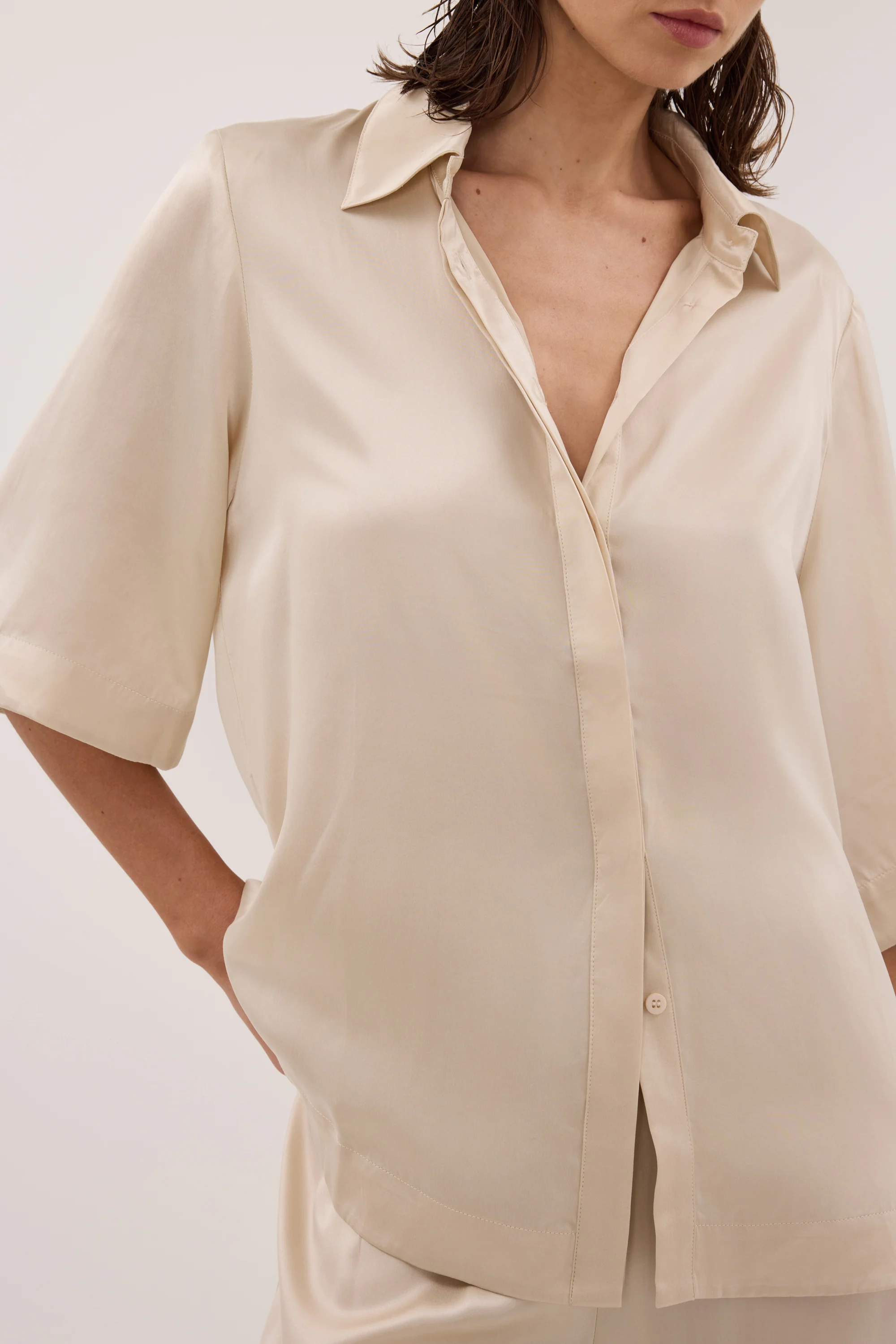 PERCY SANDSTONE SILK SHIRT - Image 5