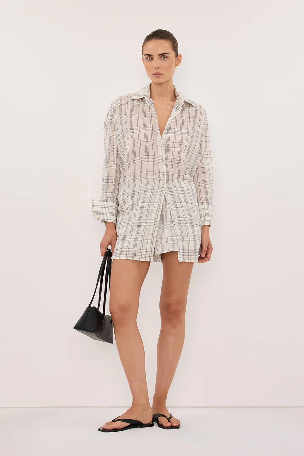 PETRA OFF WHITE CHECK SHIRT - Image 3