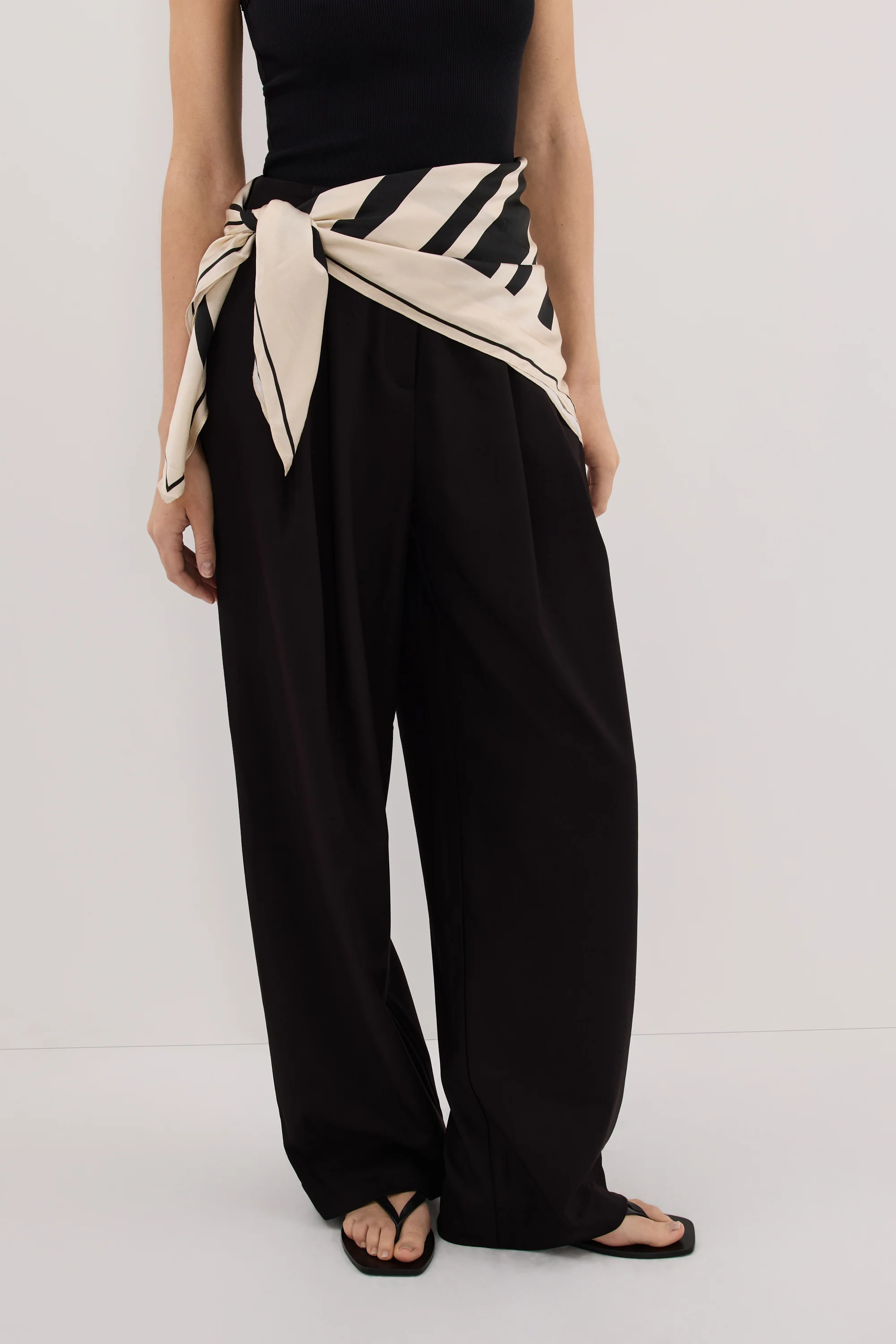 RAE BLACK STRIPE SILK SCARF TOP - Image 2