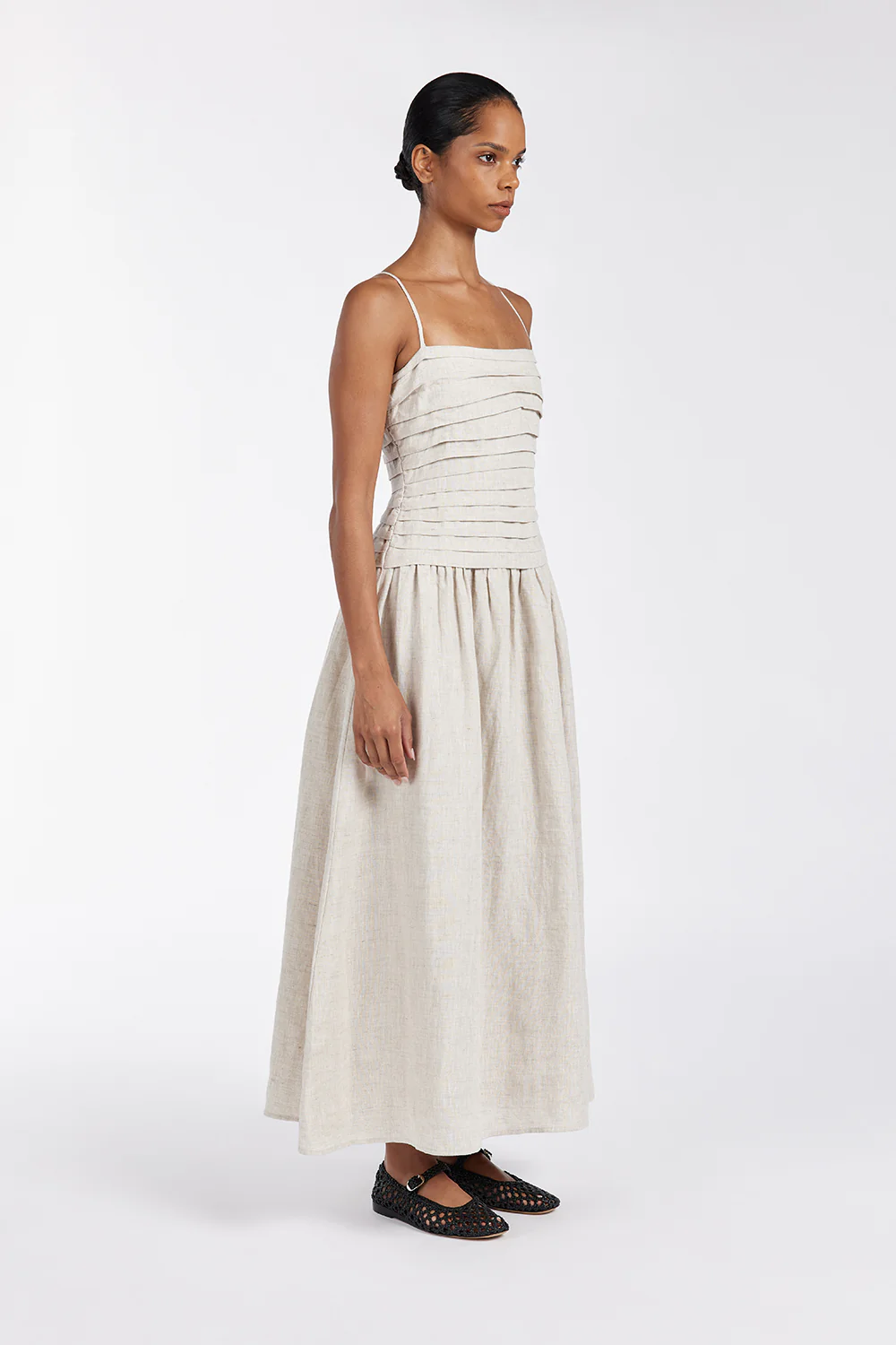 REECE NATURAL LINEN MIDI DRESS - Image 3
