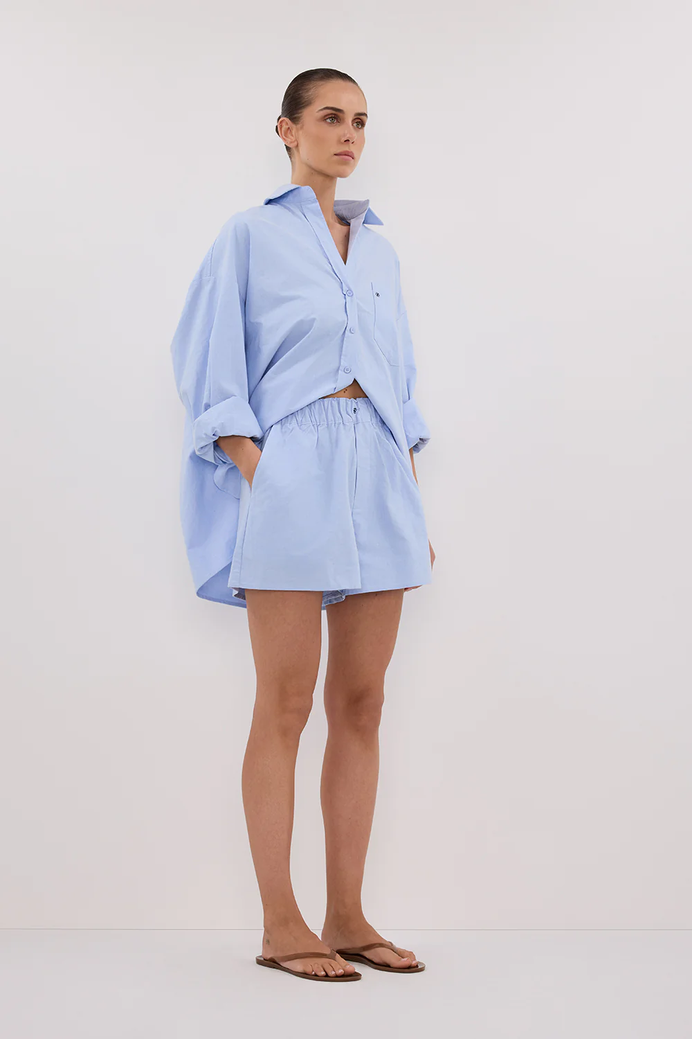 RHEA BLUE COTTON SHORT - Image 3