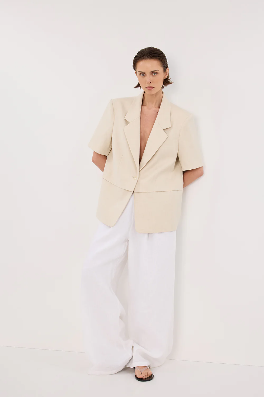 RITA SAND SHORT SLEEVE BLAZER - Image 6
