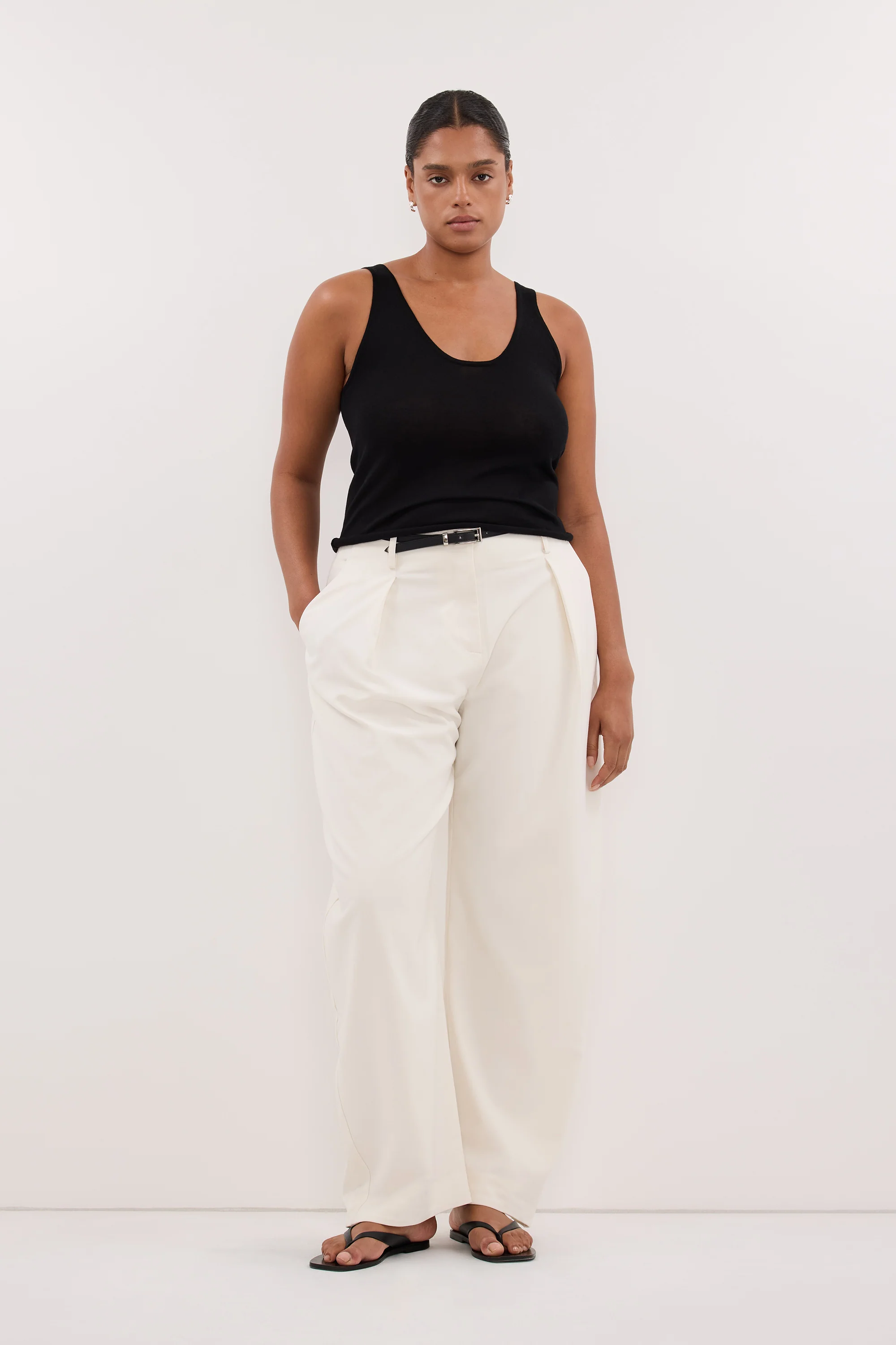 ROMY CREAM BARREL LEG TAILORED PANT - Image 5