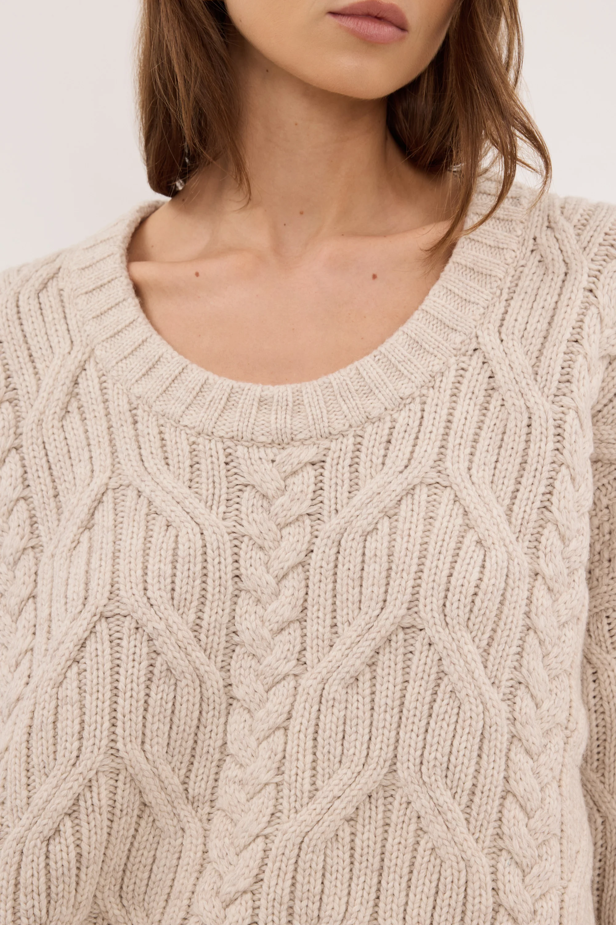 ROSE CHALK CABLE KNIT SWEATER - Image 5