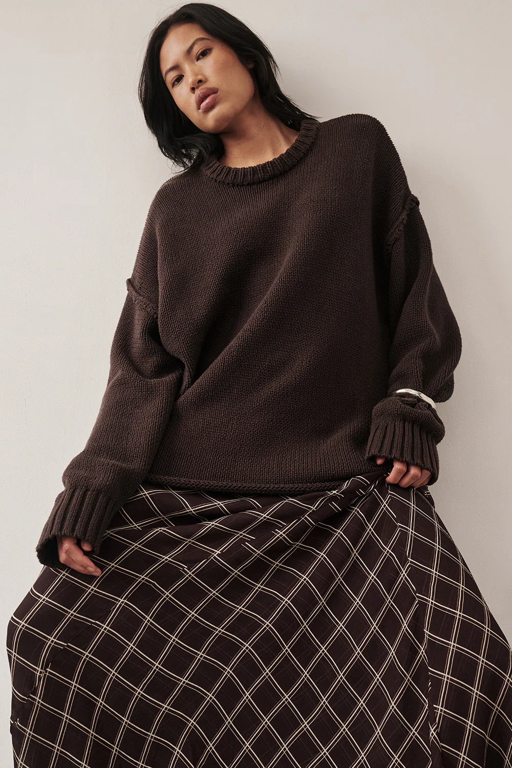 ROY CHOC OVERSIZED LONGLINE KNIT JUMPER - Image 2
