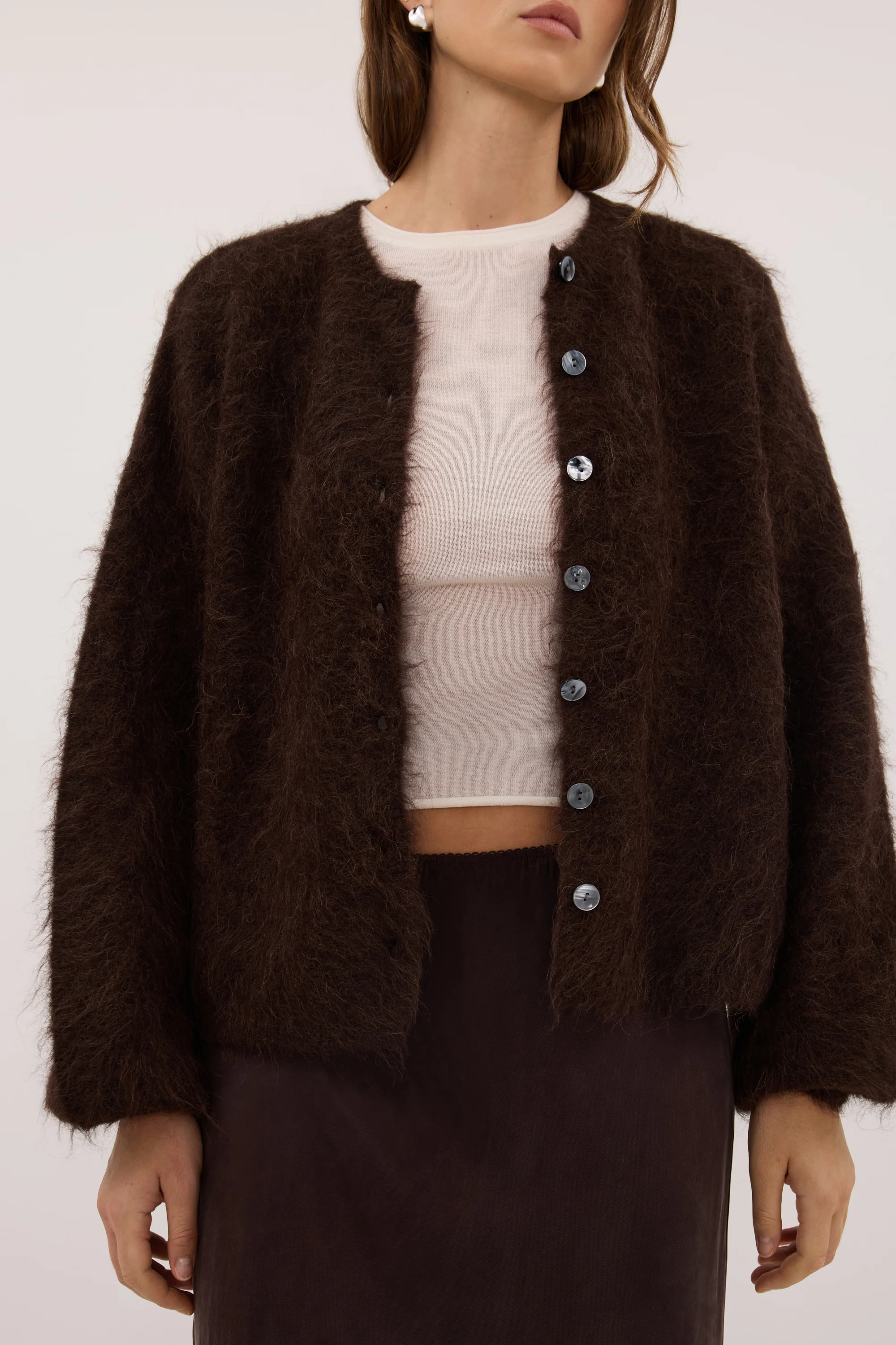 SALMA CHOC KNIT CARDIGAN - Image 5