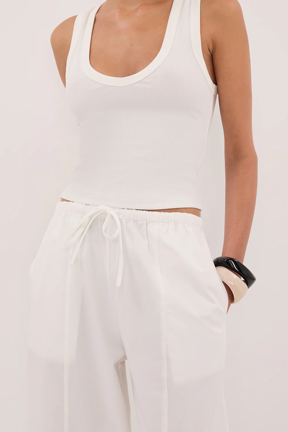SCOUT WHITE COTTON BARREL LEG PANT - Image 6