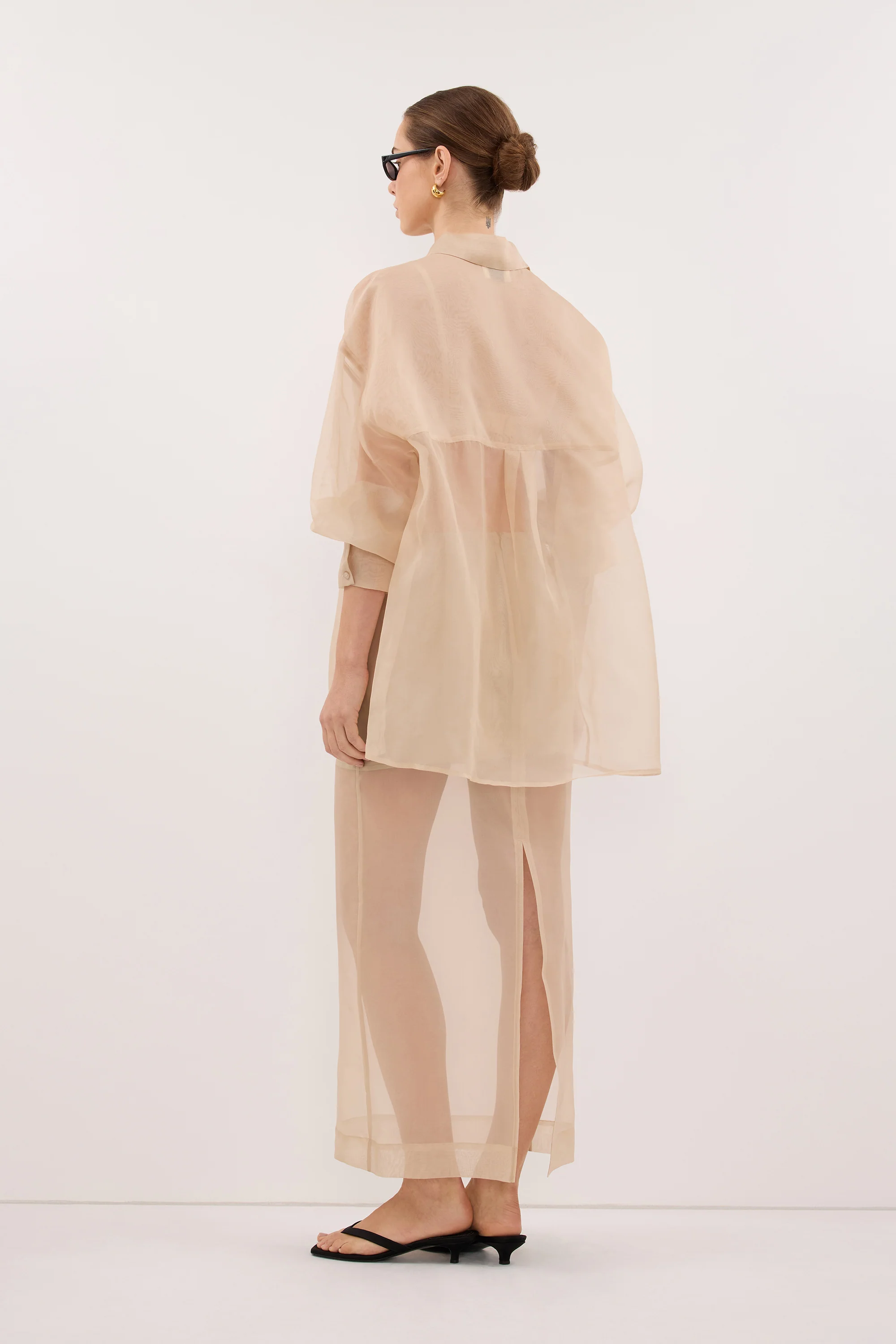 SIAN GOLD SILK ORGANZA SHIRT - Image 4