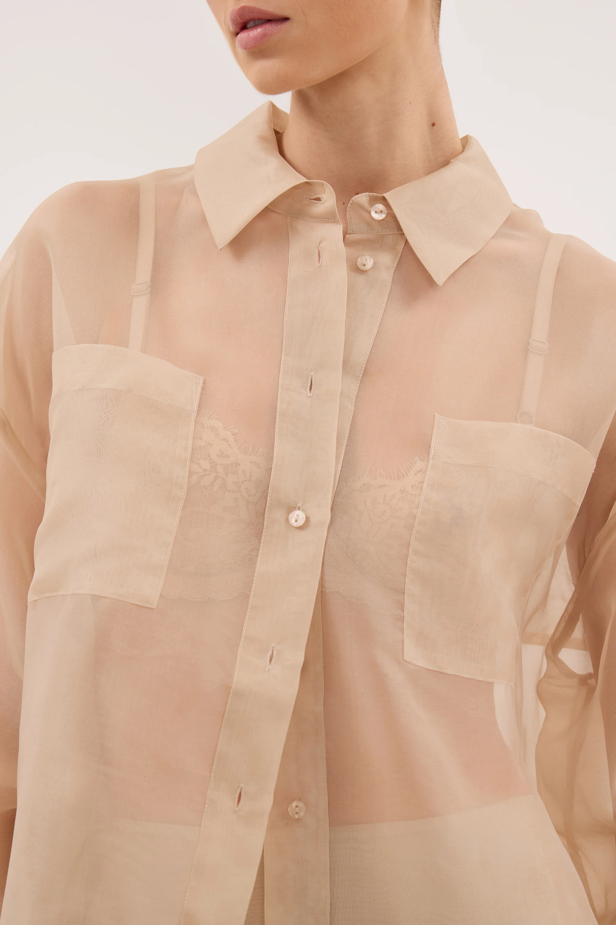 SIAN GOLD SILK ORGANZA SHIRT - Image 5