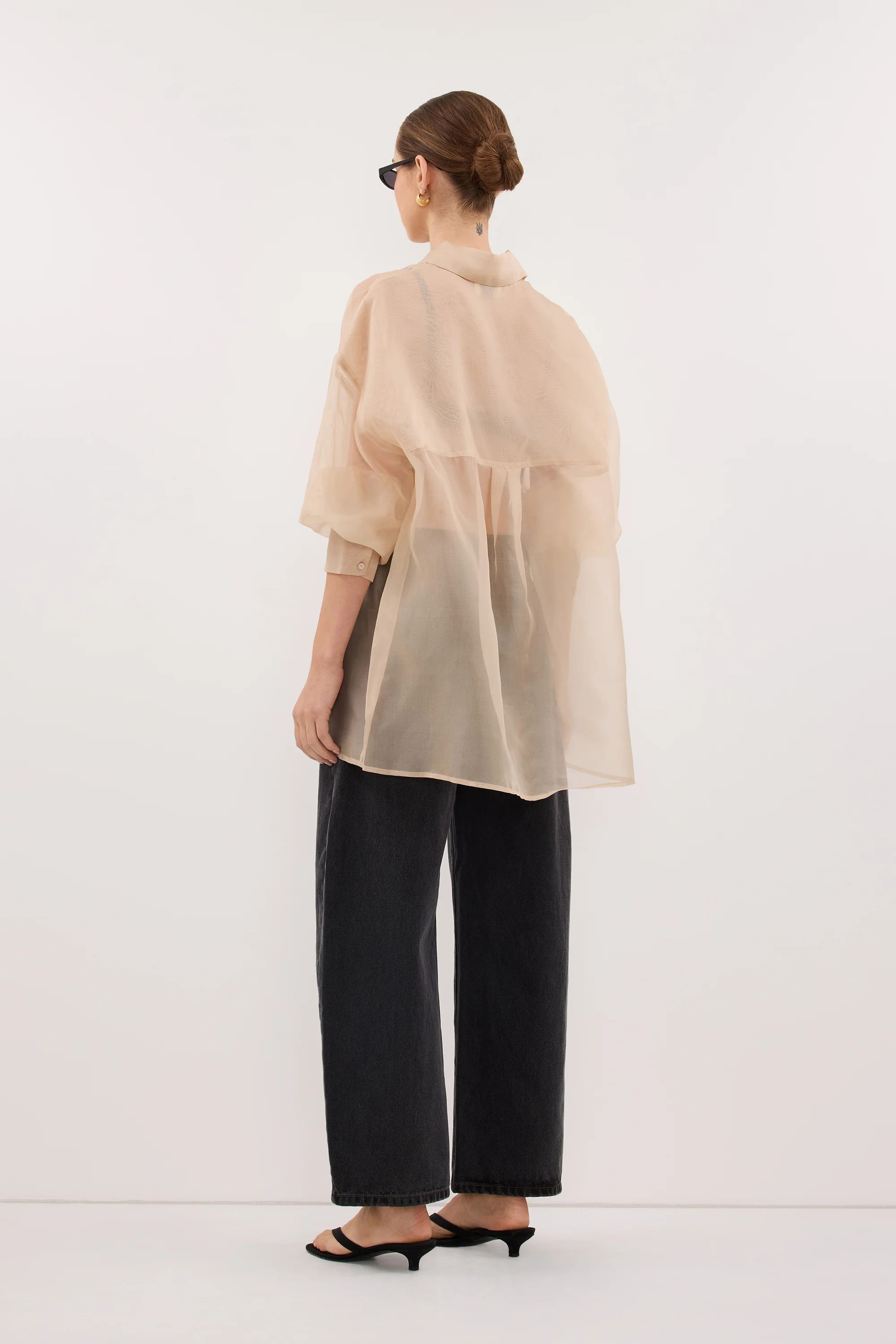 SIAN GOLD SILK ORGANZA SHIRT - Image 7