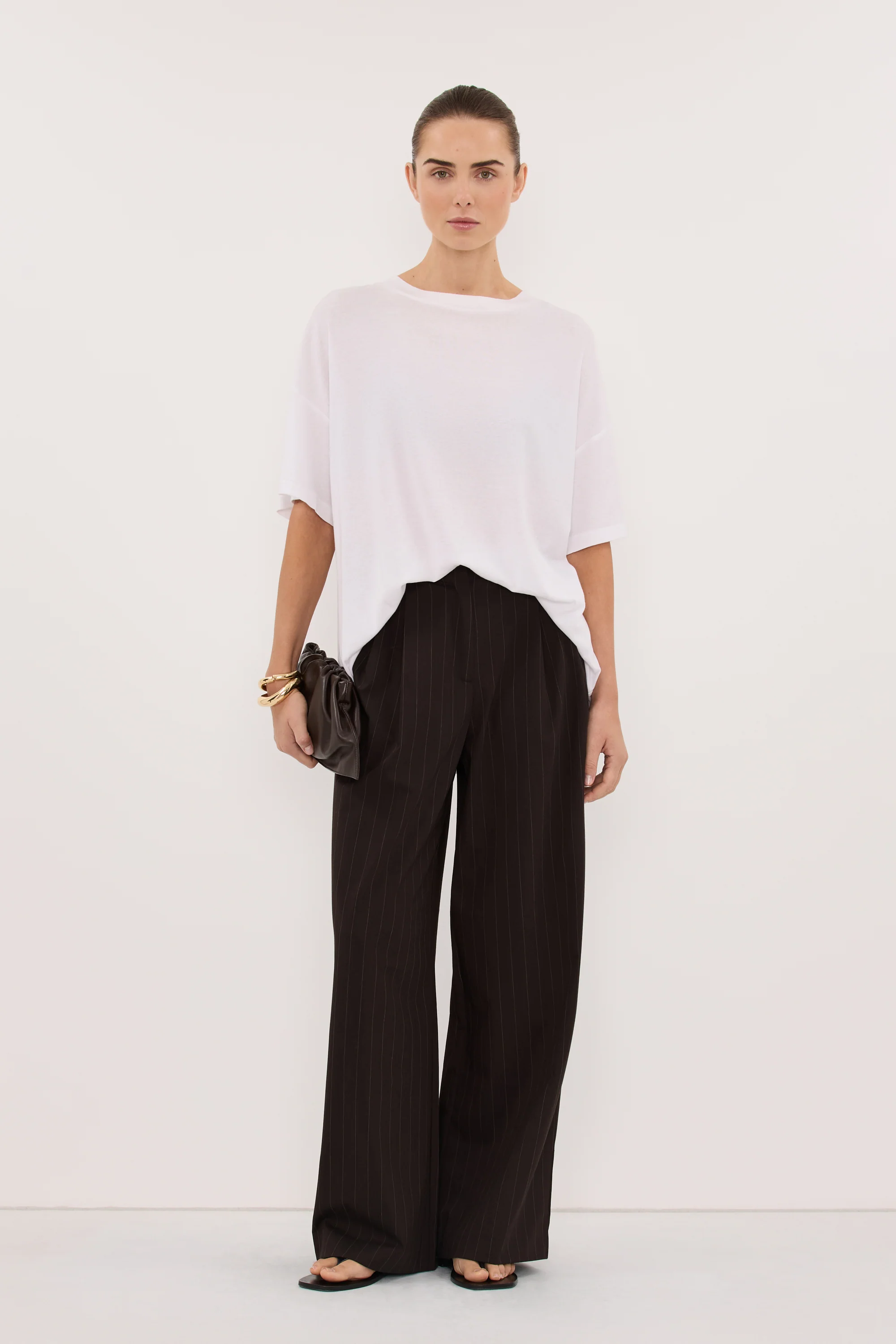 SLOANE WHITE COTTON LONGLINE TEE